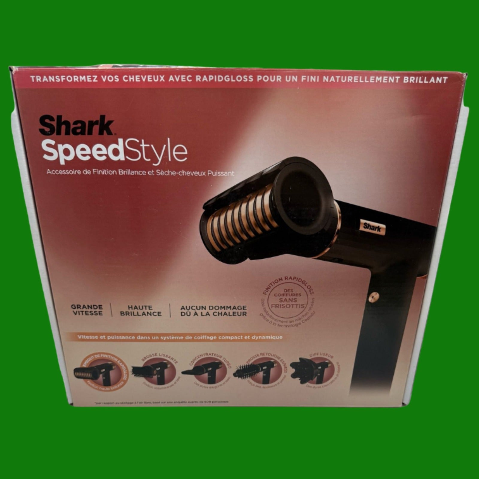 Shark SpeedStyle Asciugacapelli a Ioni e RapidGloss Finisher con Custodia e MolletteShark SpeedStyle Asciugacapelli a Ioni e RapidGloss Finisher con Custodia e Mollette