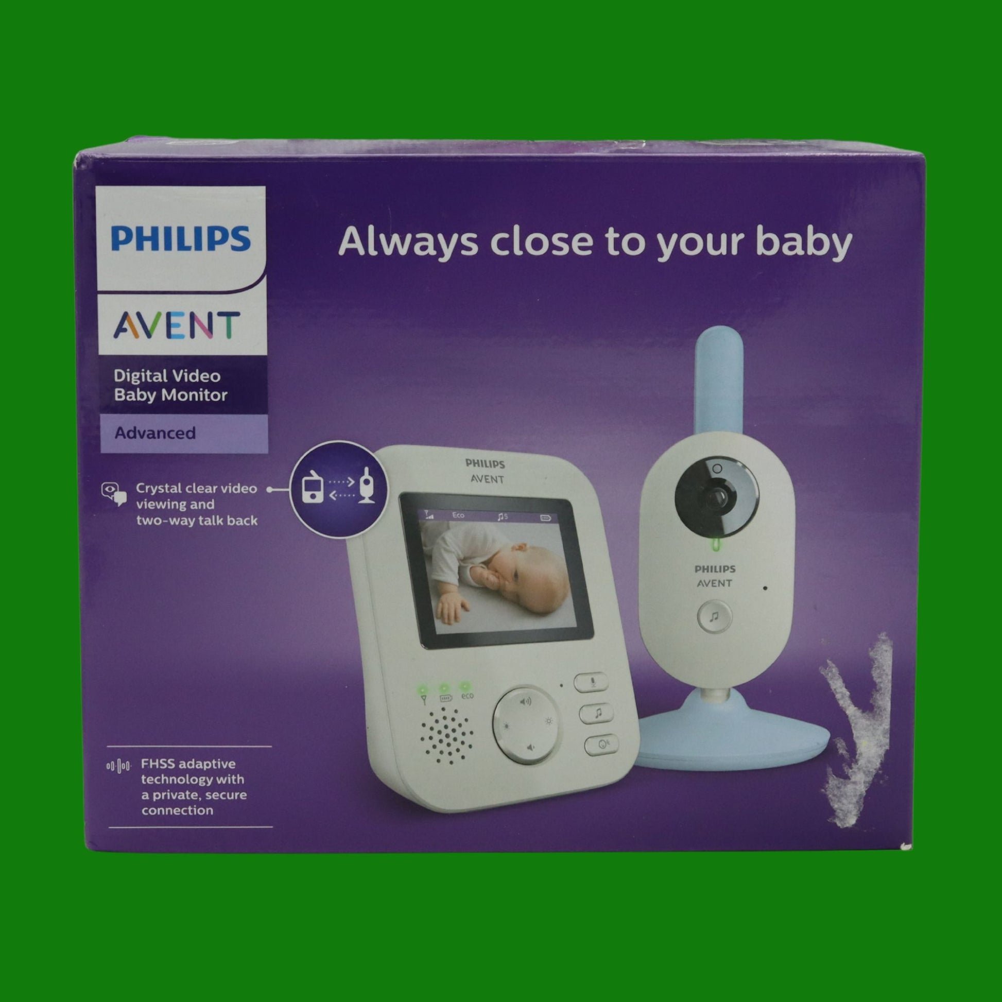 Philips AVENT Baby monitor SCD835/26 monitor video per bambino 300 m FHSS Blu, Bianco