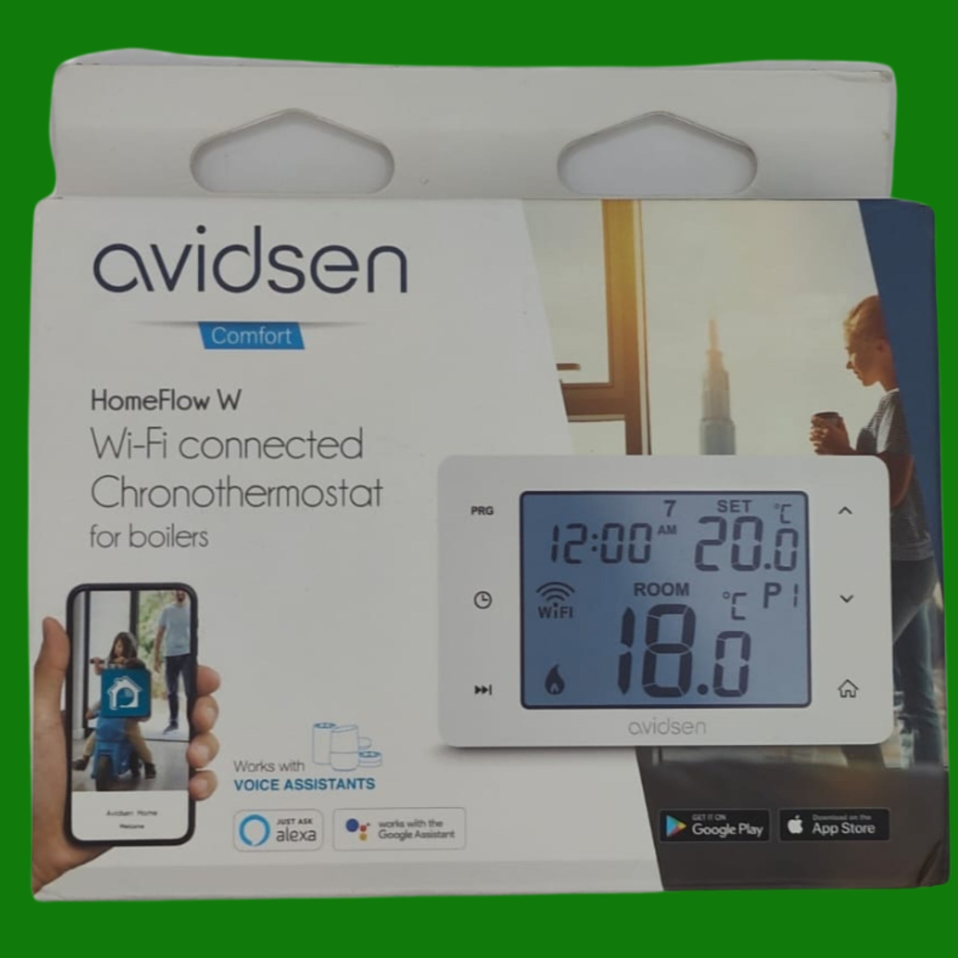 Avidsen Home Flow 127062 Termostato Wi-Fi Intelligente Programmabile, Comando Manuale E App Avidsenhome