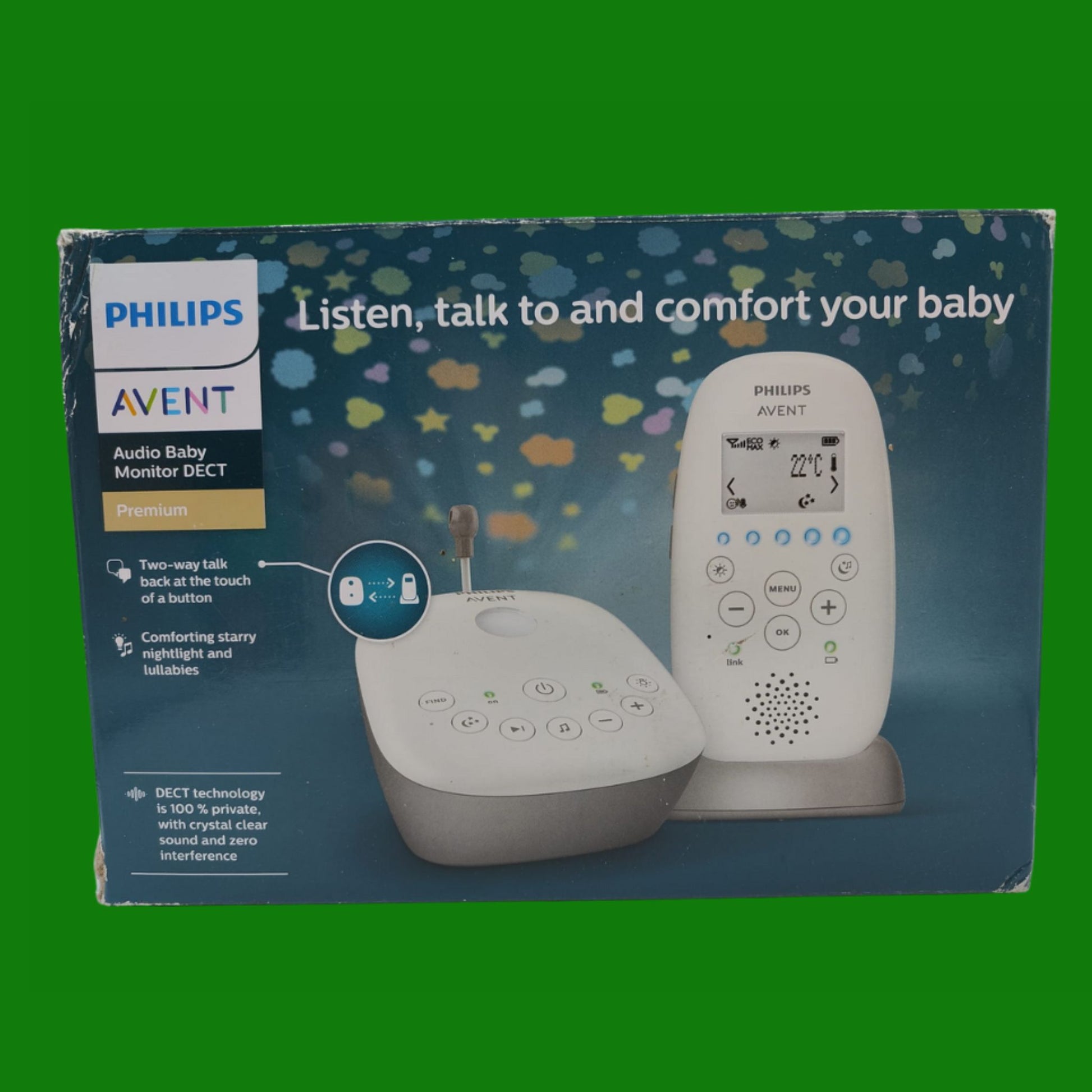 Philips Avent DECT Audio Baby Monitor con luce notturna dotata di proiettore di stelline