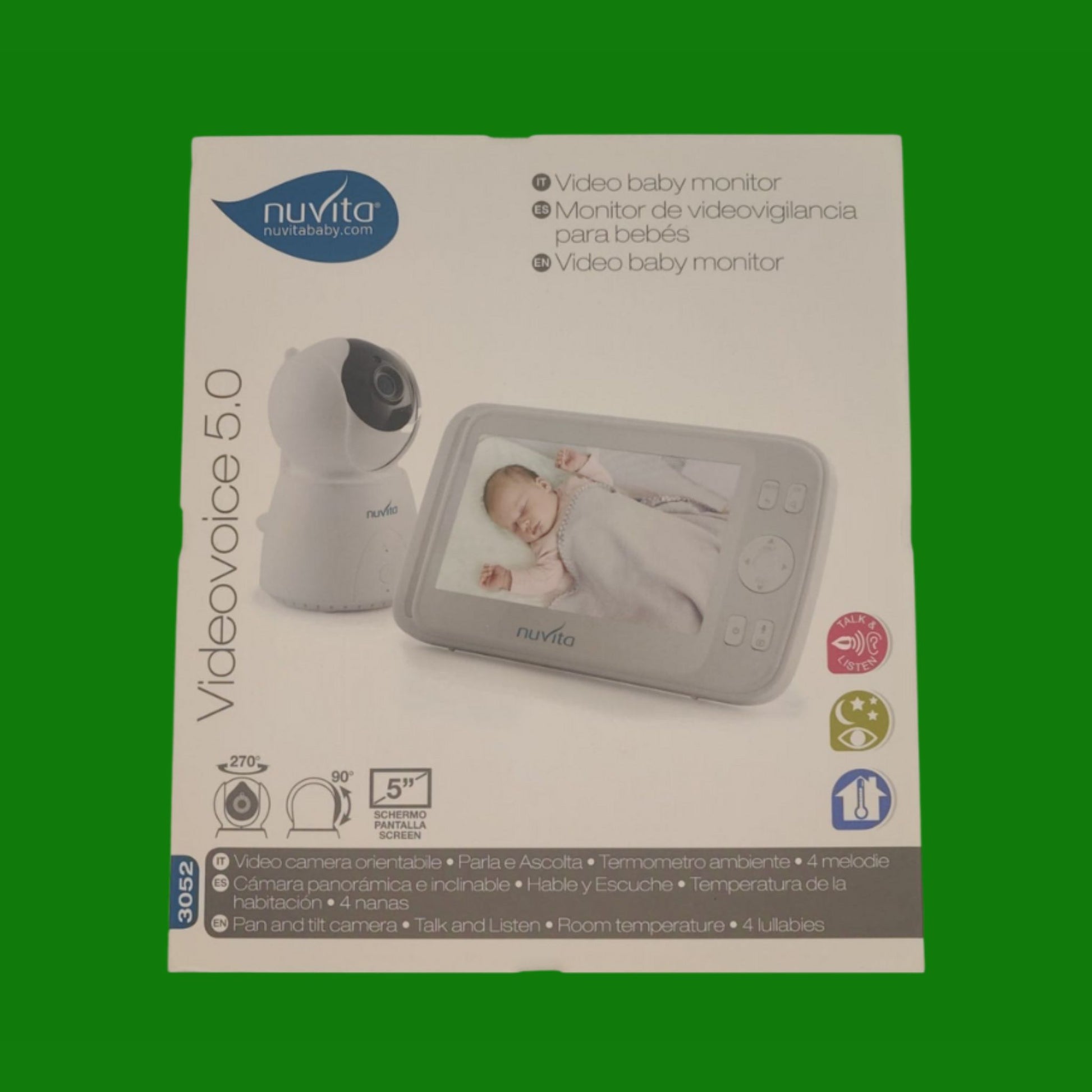 Nuvita 3052 VideoVoice 5.0 - Video Baby Monitor – Camera con Zoom Controllabile da Remoto