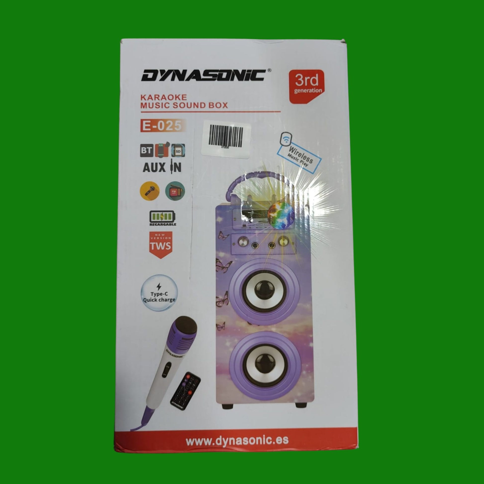 DYNASONIC Macchina Karaoke Portatile, 2 Microfoni, Altoparlante Bluetooth