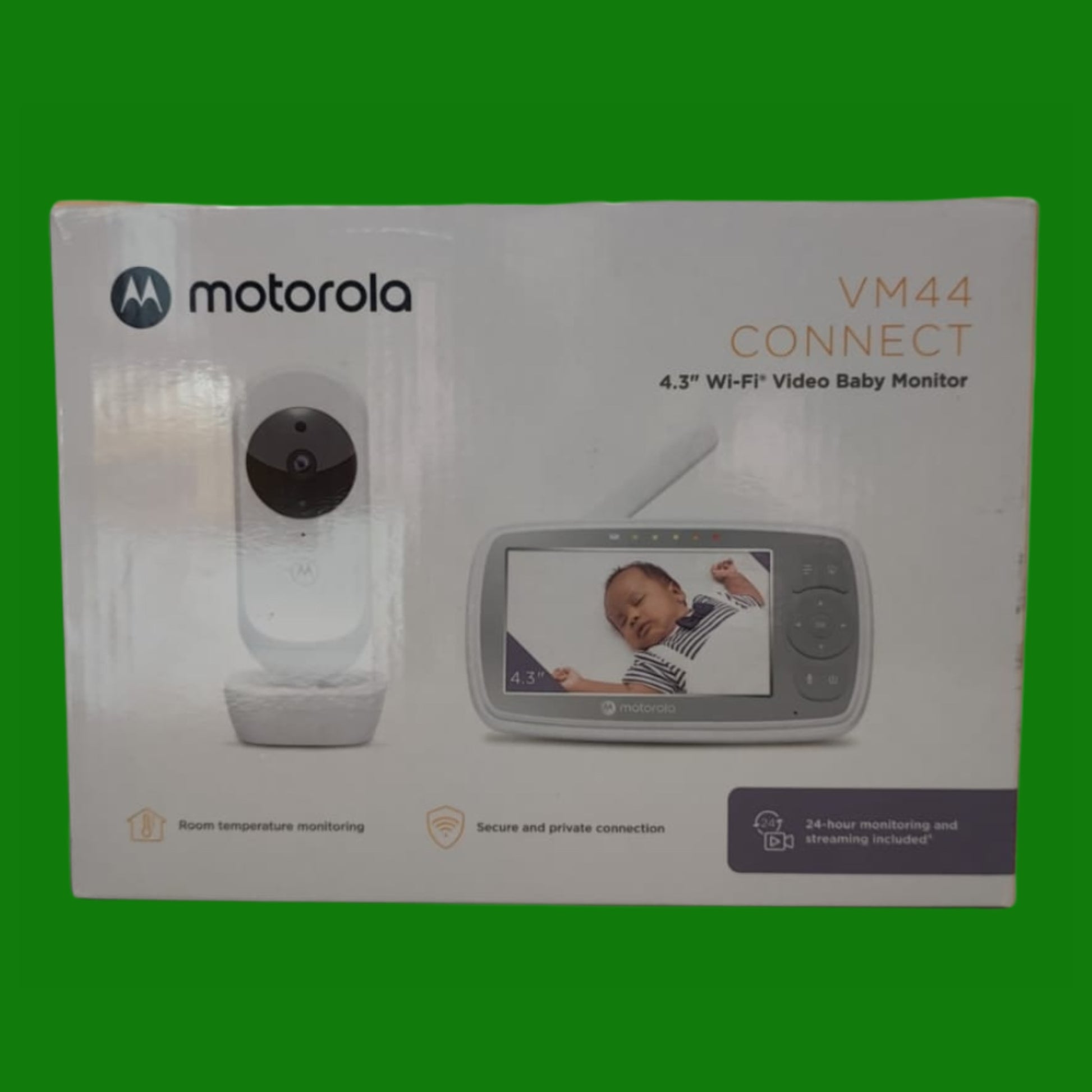 Motorola Nursery VM44 Connect Babyphone Wi-Fi con Videocamera, Baby Monitor con Schermo Video da 4.3"