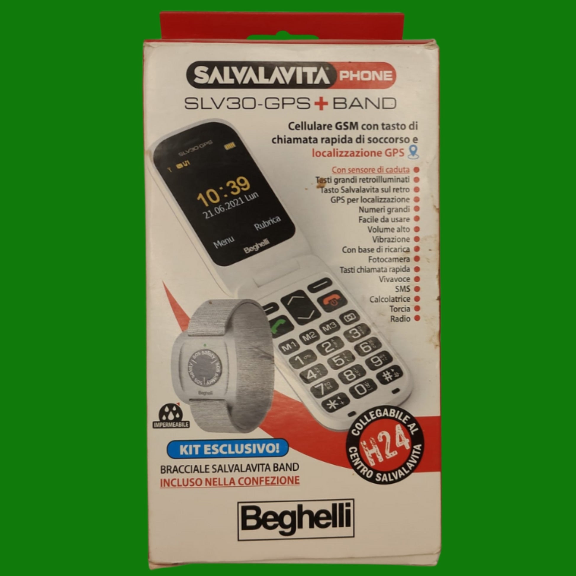 Beghelli - Kit Salvalavita Phone SLV30 + Bracciale Band Telefono Anziani,