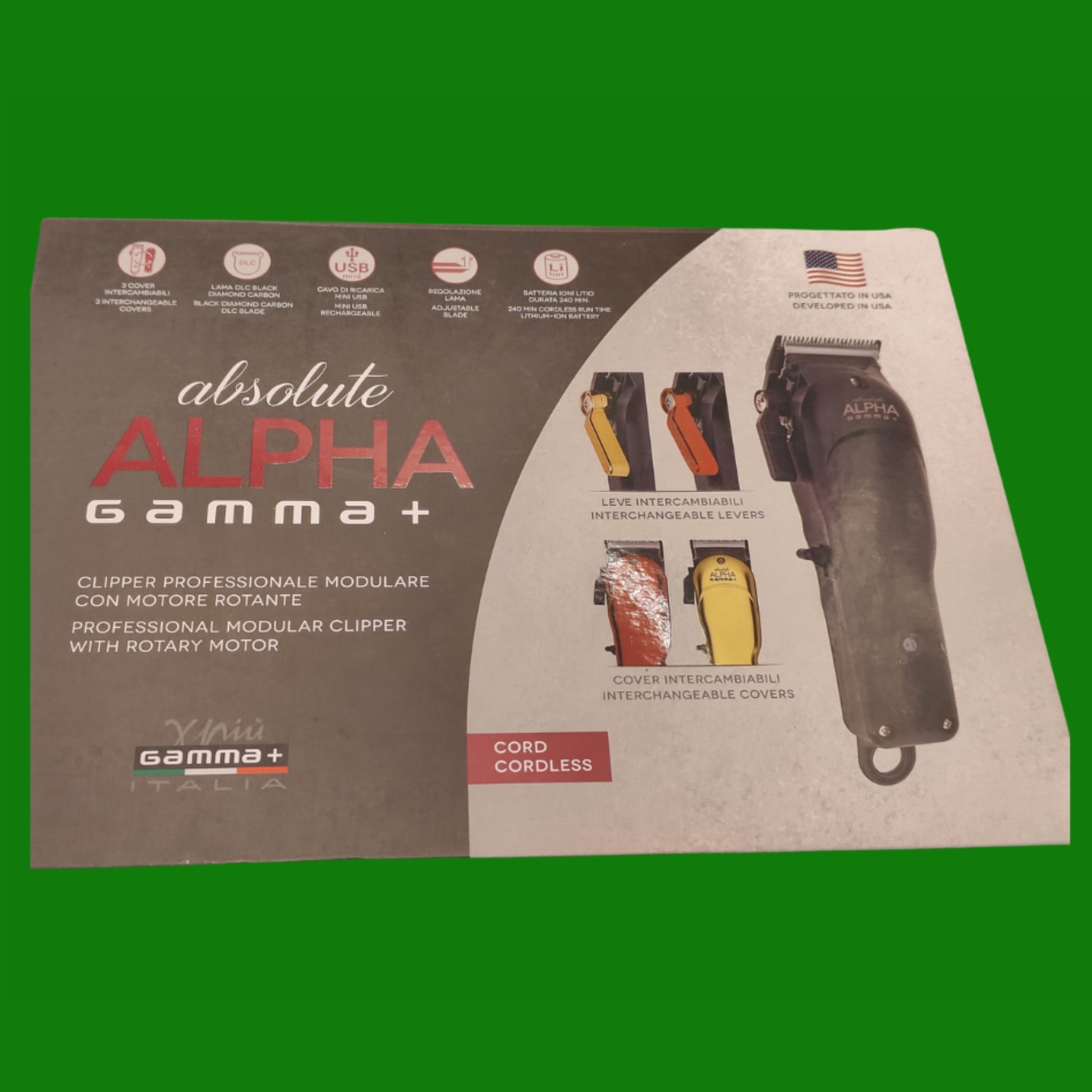 GAMMAPIU' Absolute Alpha Clipper Professionale, Tagliacapelli Uomo con Motore Rotante