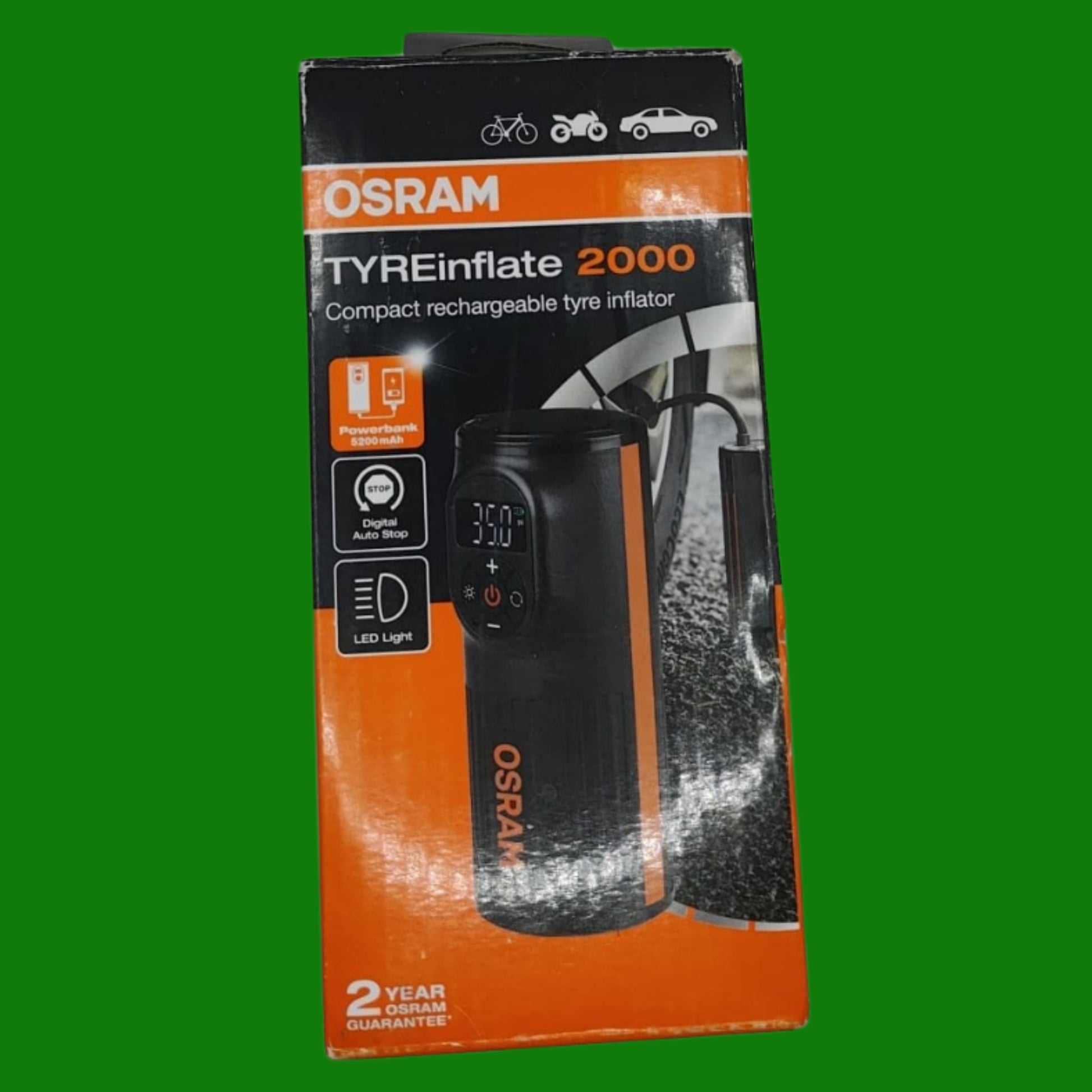 OSRAM TYREinflate 2000, pompa per pneumatici compatta e ricaricabile