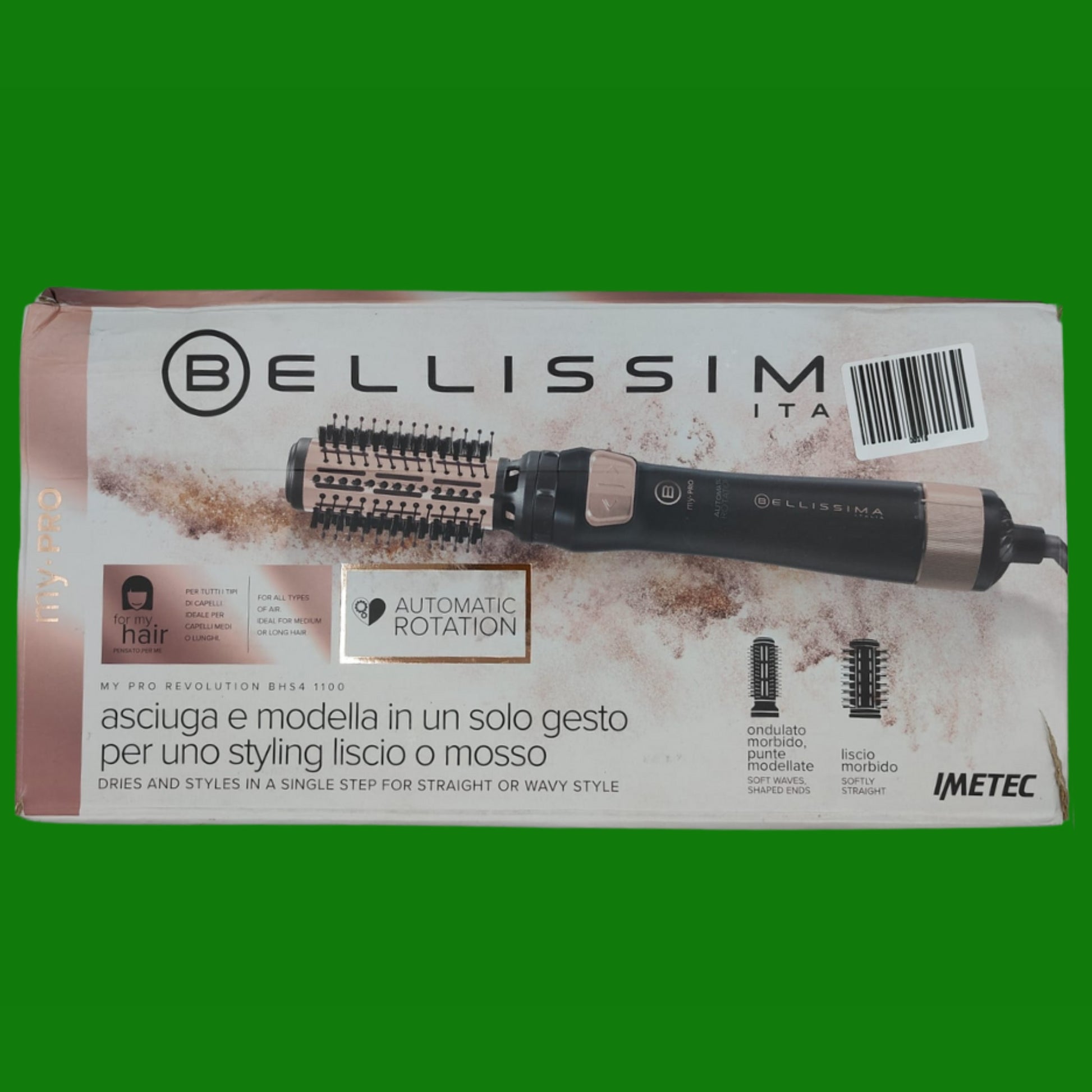 Bellissima Imetec My Pro Revolution BHS4 1100, Spazzola ad Aria Calda, Asciuga e Modella
