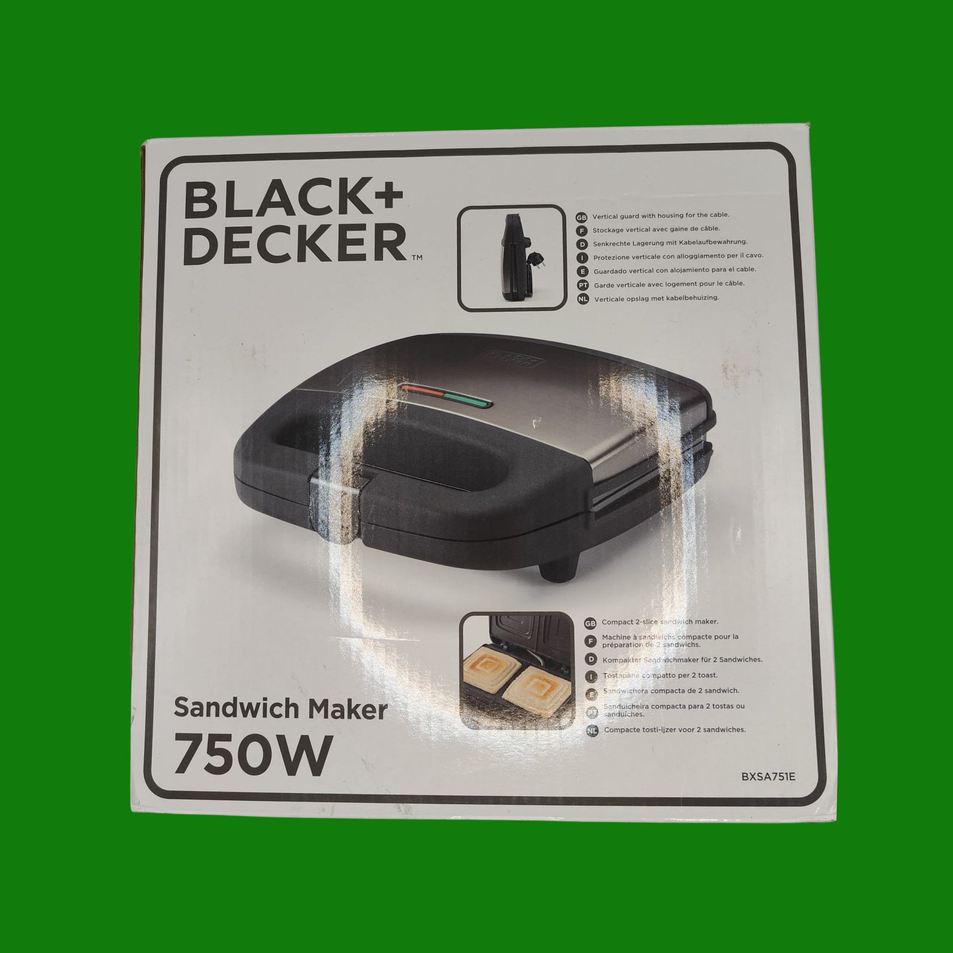 BLACK+DECKER - Tostiera 750W. Rivestimento antiaderente. Finitura anti-impronta.