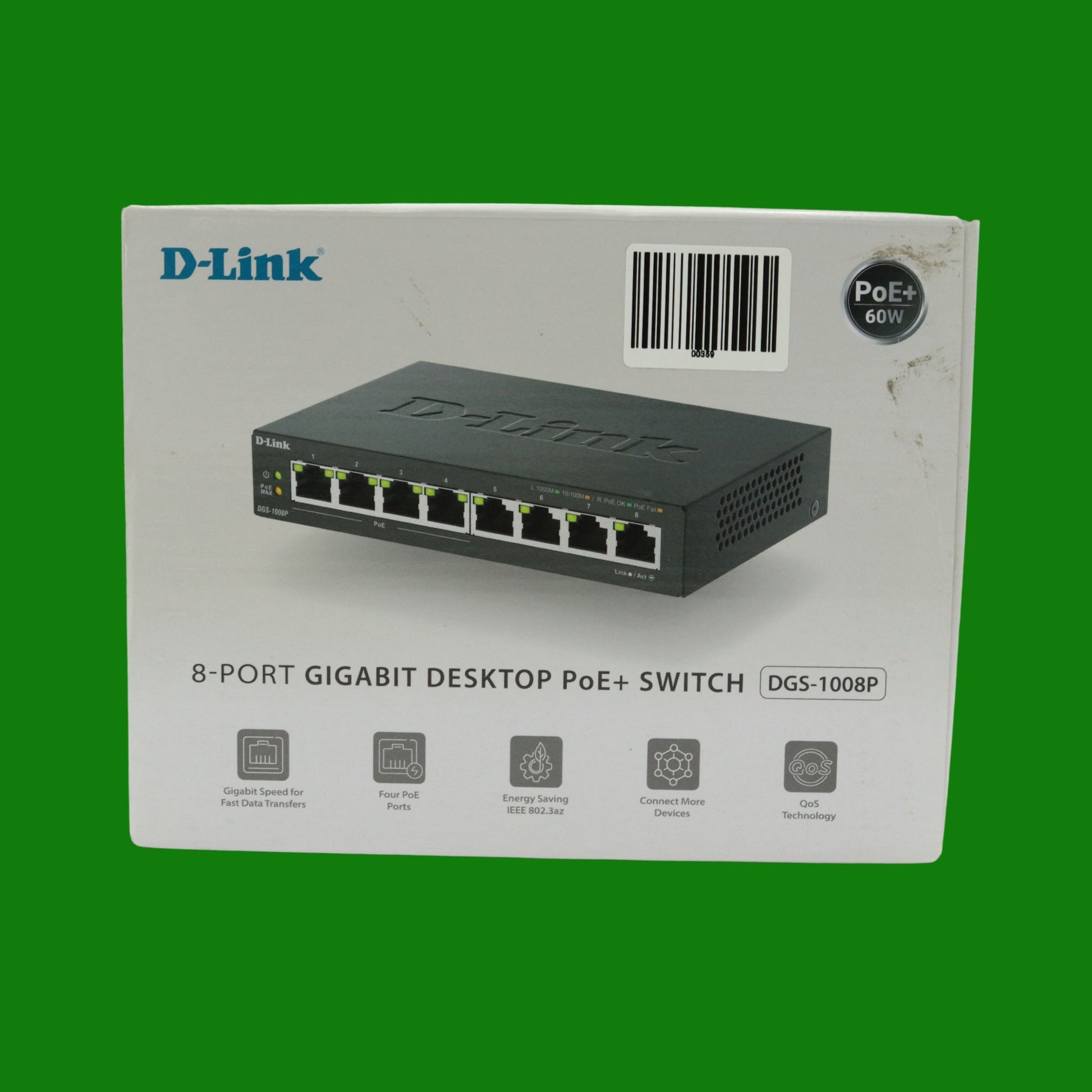 D-Link DGS-1008P Switch 8 Porte 10/100/1000 Gigabit, Power Over Ethernet