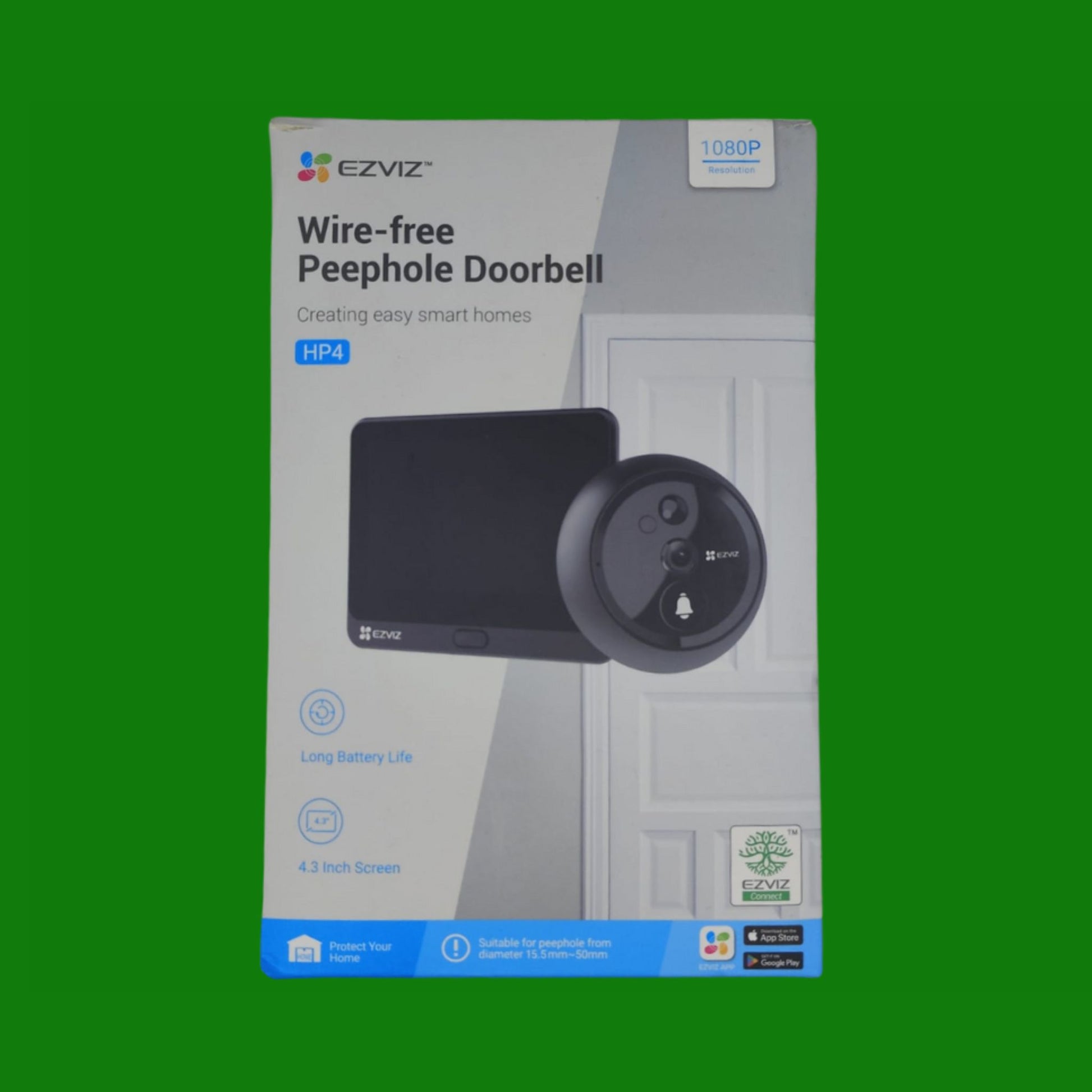 EZVIZ HP4 Video Spioncino con campanello senza fili, Visione a 155