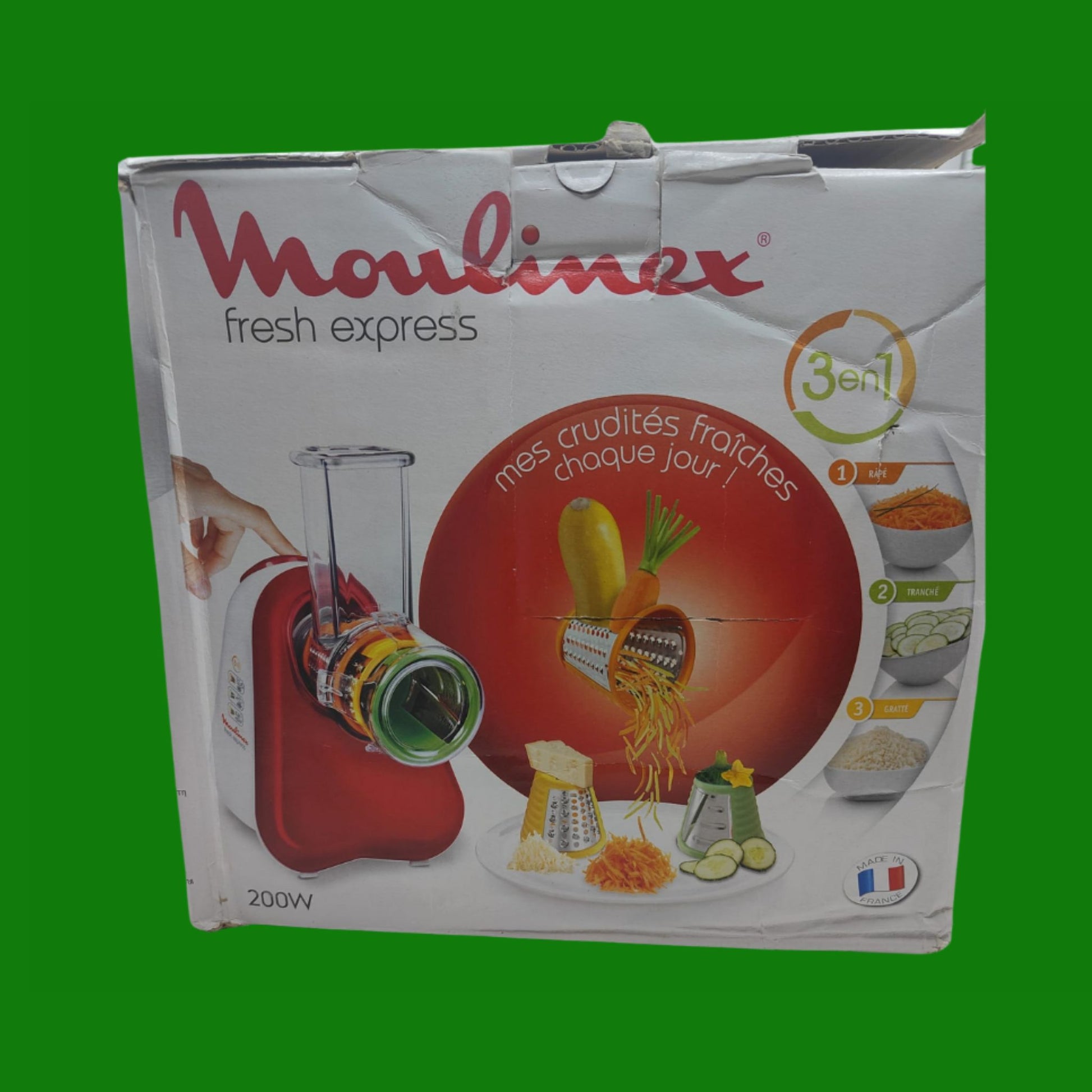 Moulinex Fresh Express 3 in 1, Affettatutto, Grattugia Elettrico, 3 Funzioni di Tagli