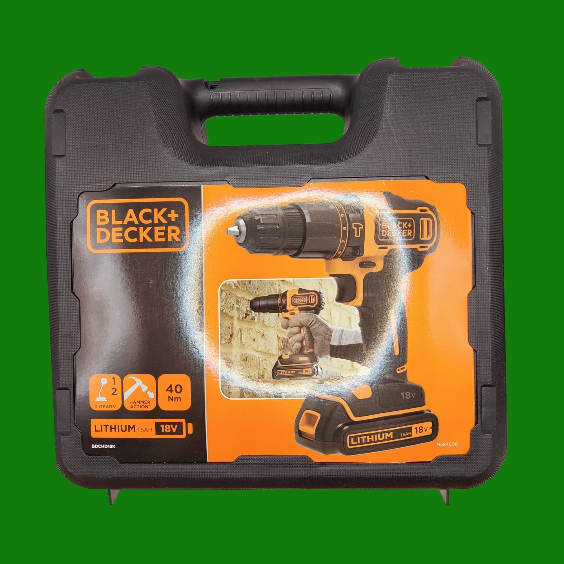Black & Decker BDCHD18K-GB 18 V Trapano a percussione, BDCHD18K