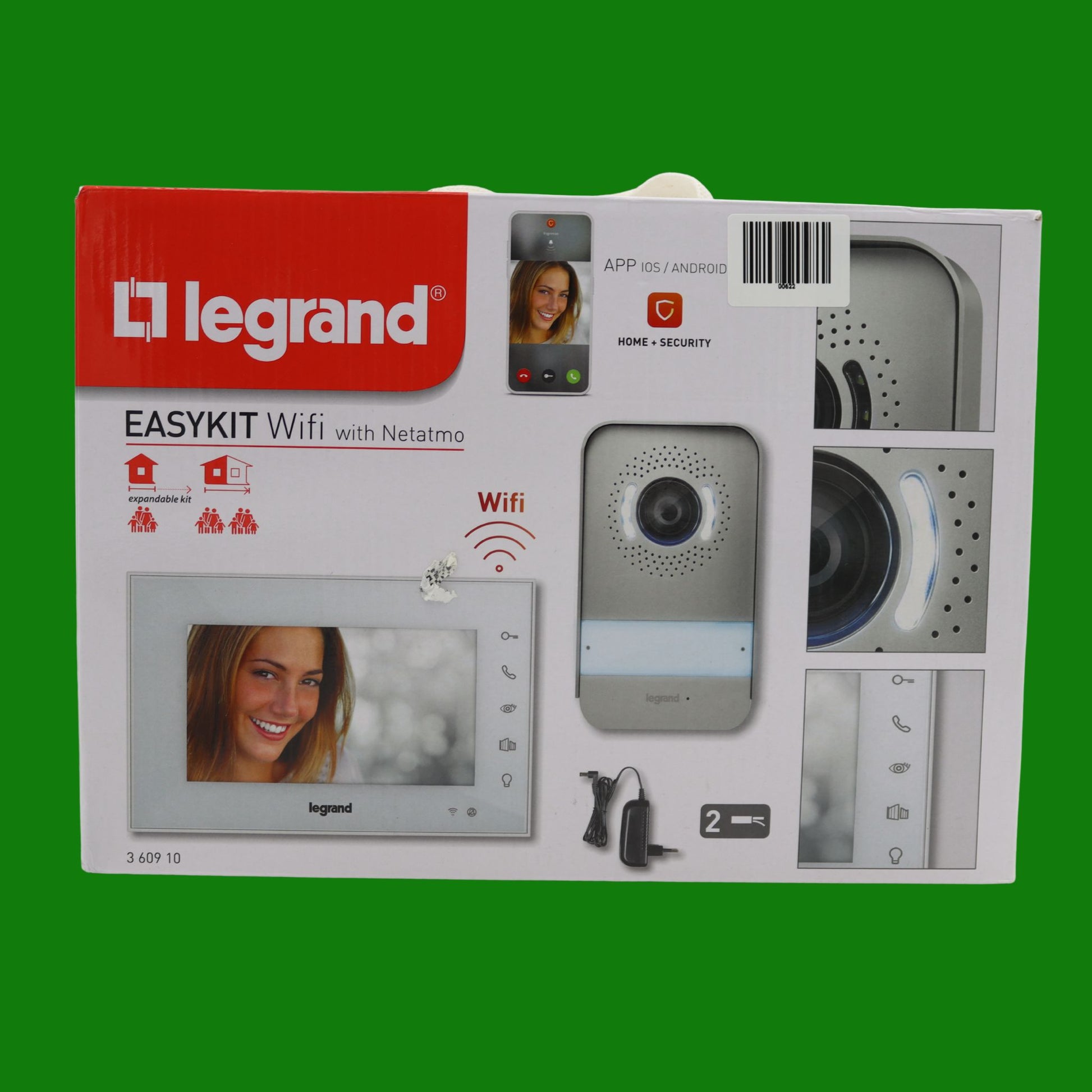 LEGRAND, Wi-Fi 360910 - Set di videocitofono a 2 fili, monitor a colori lucidi da 7" e fotocamera grandangolare