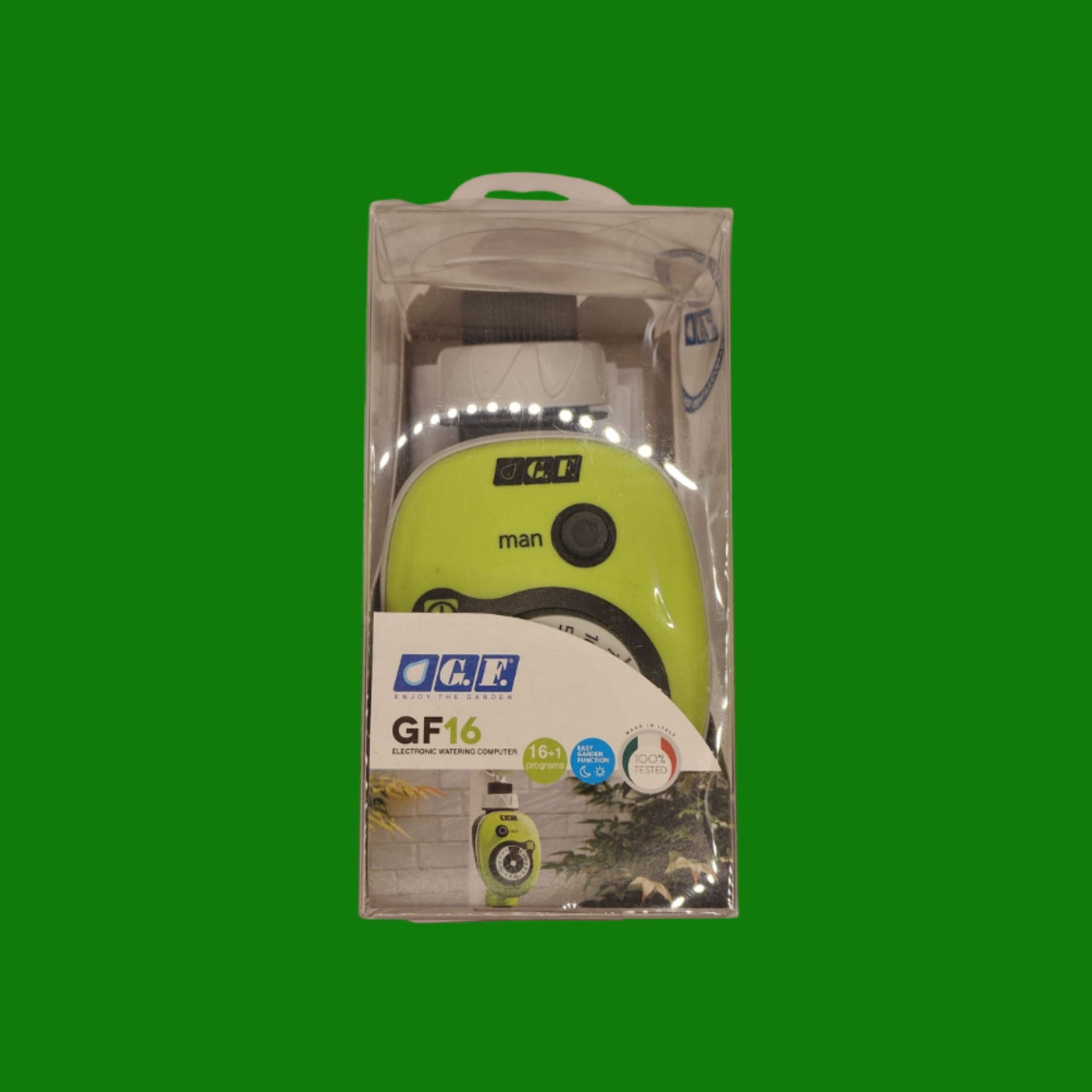 G.F. GF80286016 Programmatore Elettronico di Irrigazione GF16 Easy, Lime, 8 x 10.5 x 16 cm
