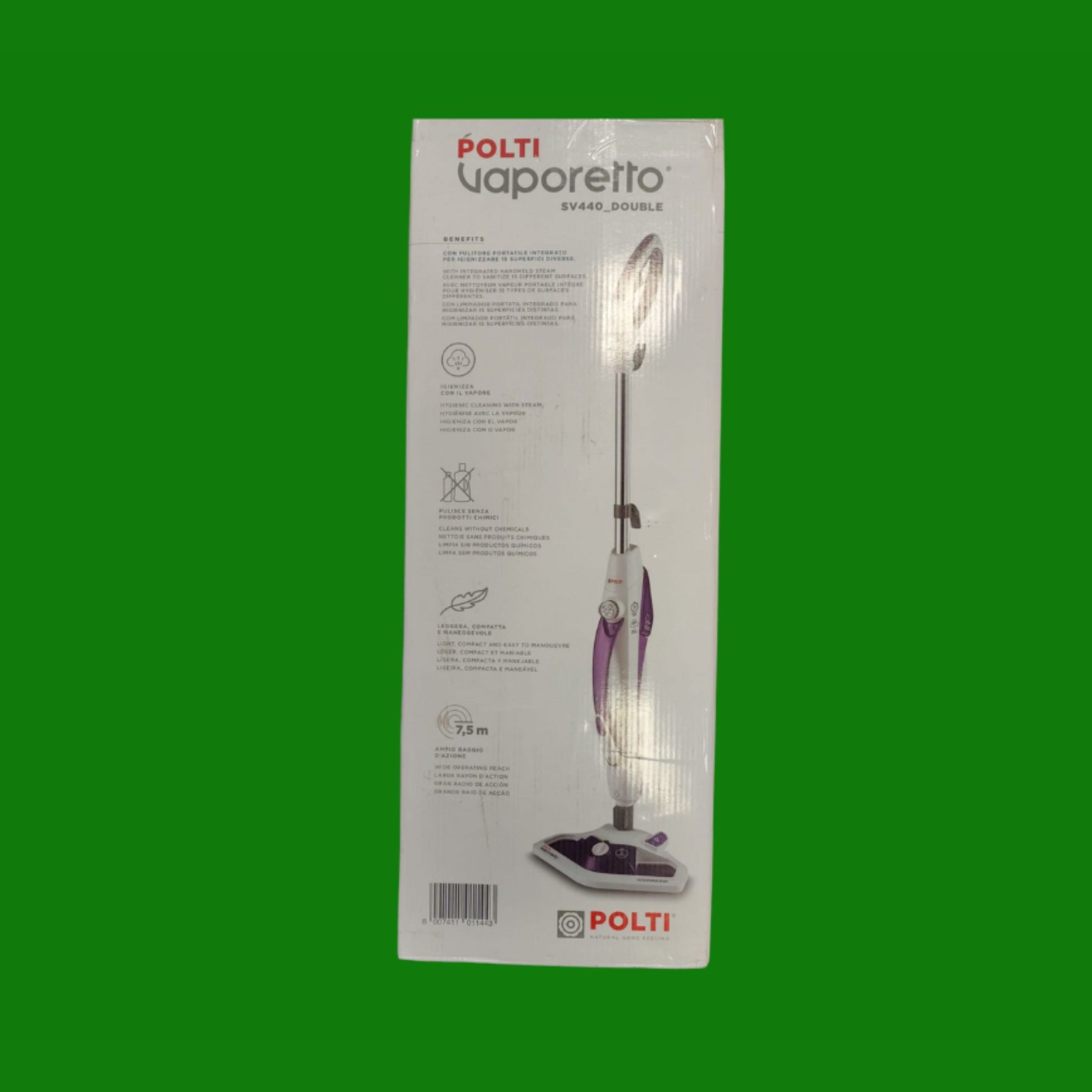 Polti Vaporetto SV440 Double, Scopa a Vapore 2 in 1 con Pulitore Portatile, Potenza Max 1500 W