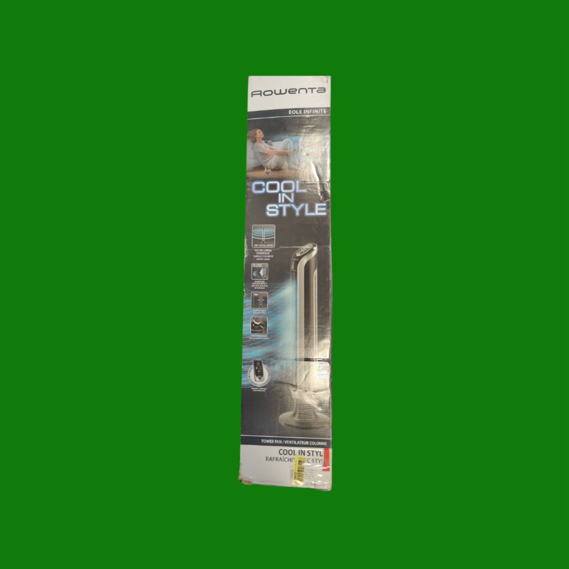 Rowenta Vu6670 Eole Infinite, Ventilatore a Torre, Timer Fino a 8 Ore, 3 Velocità, Telecomando, Spegnimento Automatico, 40 W, Nero