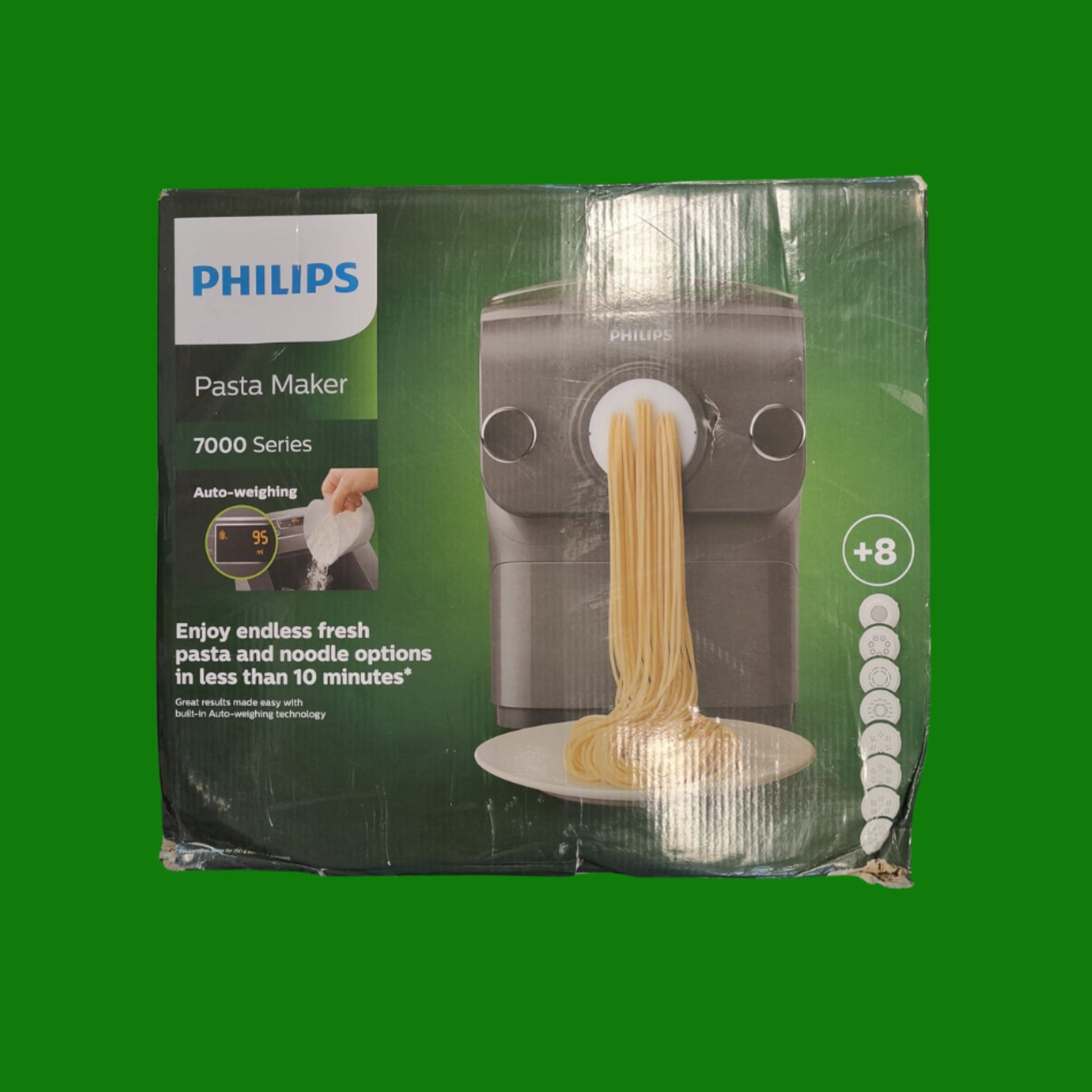 Philips Serie 7000 Macchina per la Pasta - Tecnologia ProExtrude, Pesatura Automatica, 8 Trafile
