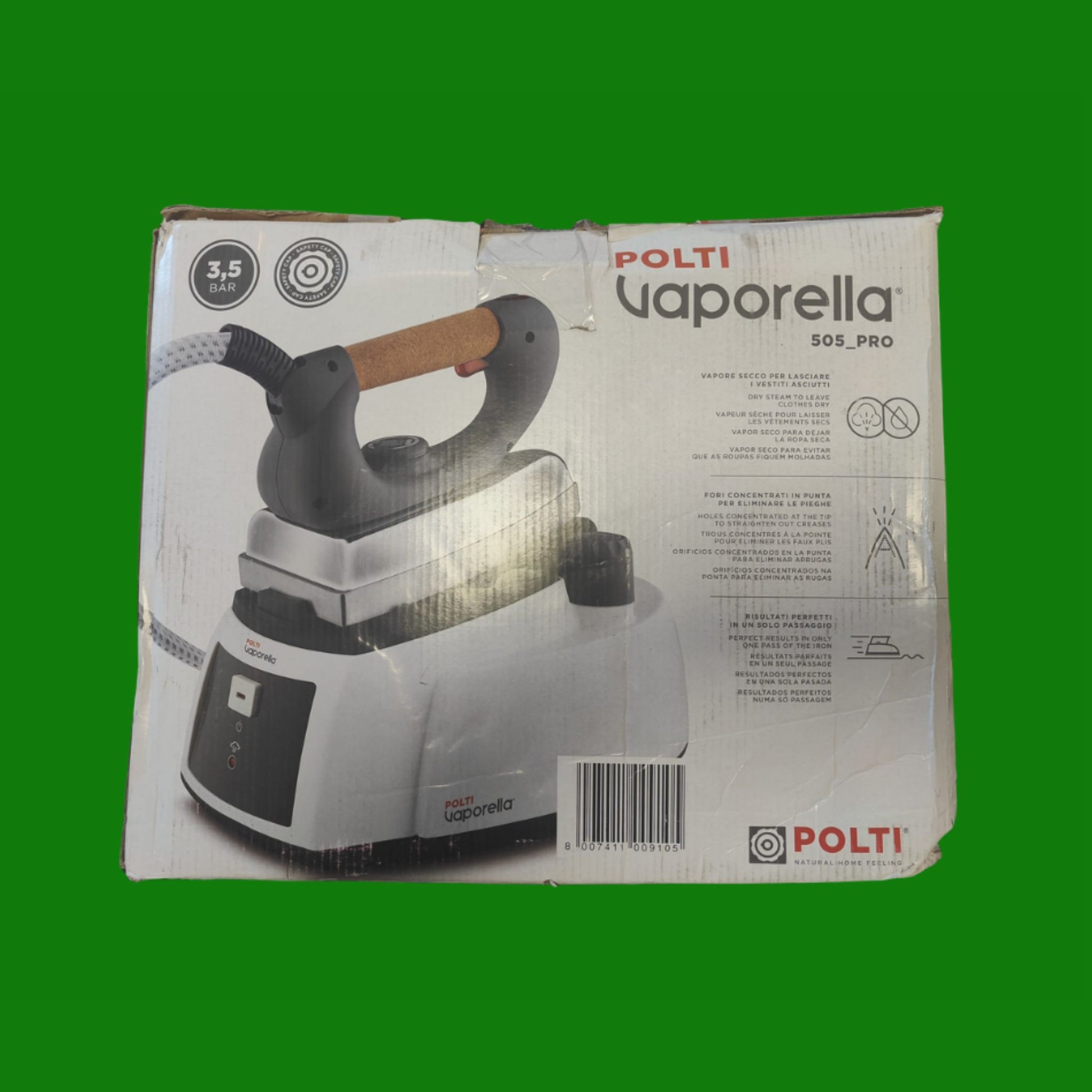 Polti Vaporella 505 Pro, ferro da stiro a vapore con caldaia, tappo di sicurezza, 3,5bar