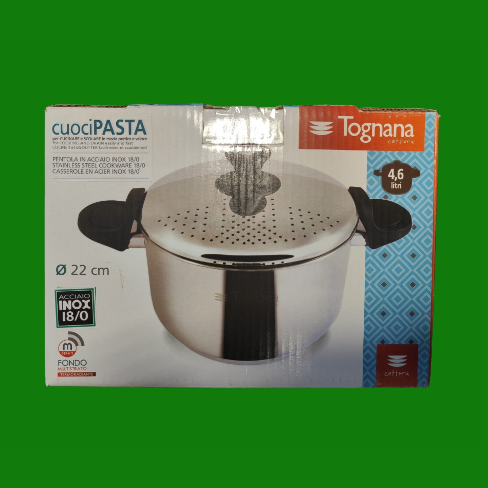 Tognana Vanitosa Set Pastapot, Acciaio Inossidabile, Argento, 32.5 x 18 x 23.5 cm