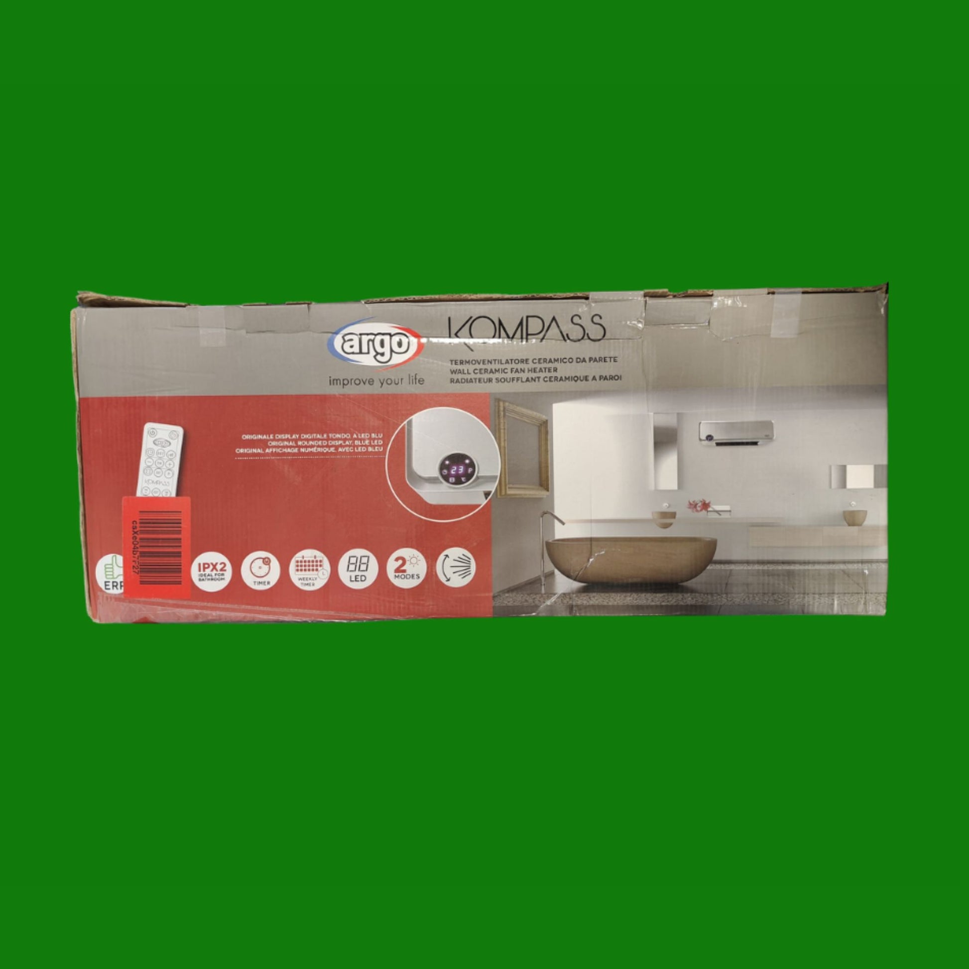 Argoclima KOMPASS stufetta elettrica Interno Argento 2000 W Riscaldatore ambiente elettrico con ventilatore