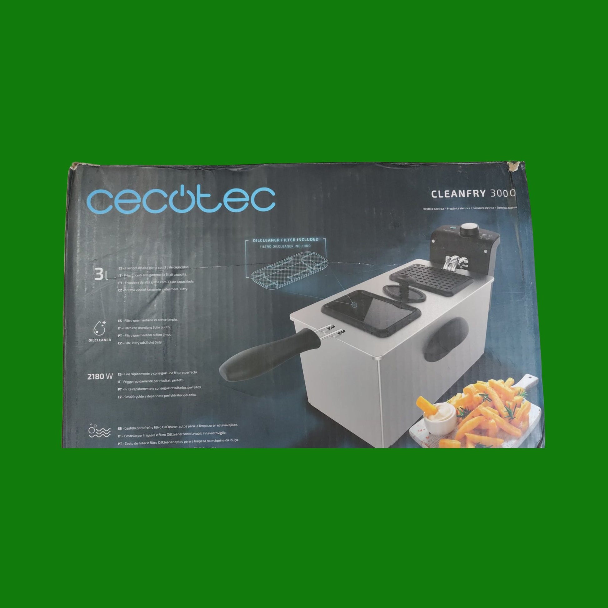 Cecotec Friggitrice CleanFry 3000 ProFilter con serbatoio. Potenza 2000 W