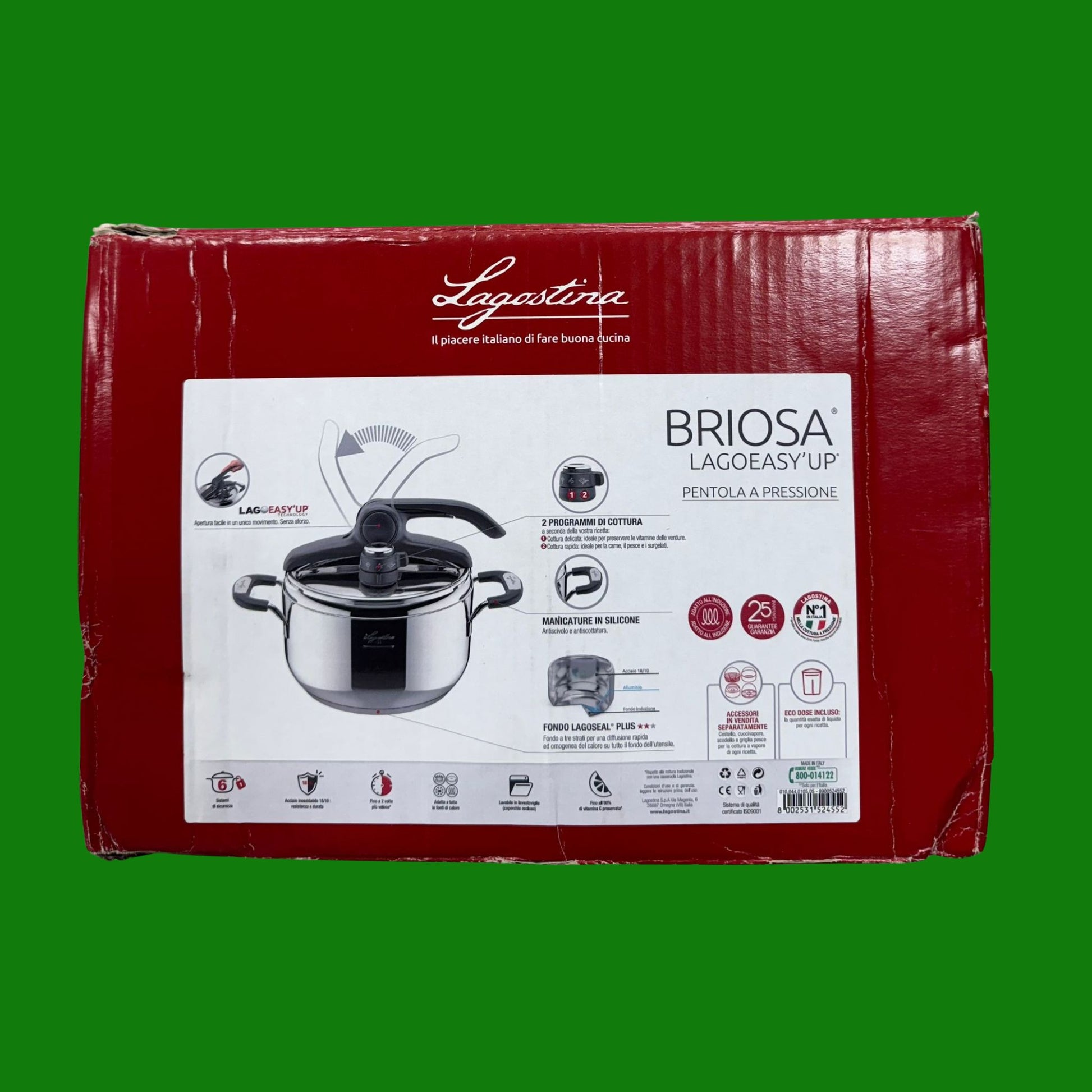 Lagostina Briosa LagoeasyUp Pentola a Pressione in Acciaio Inox 18/10