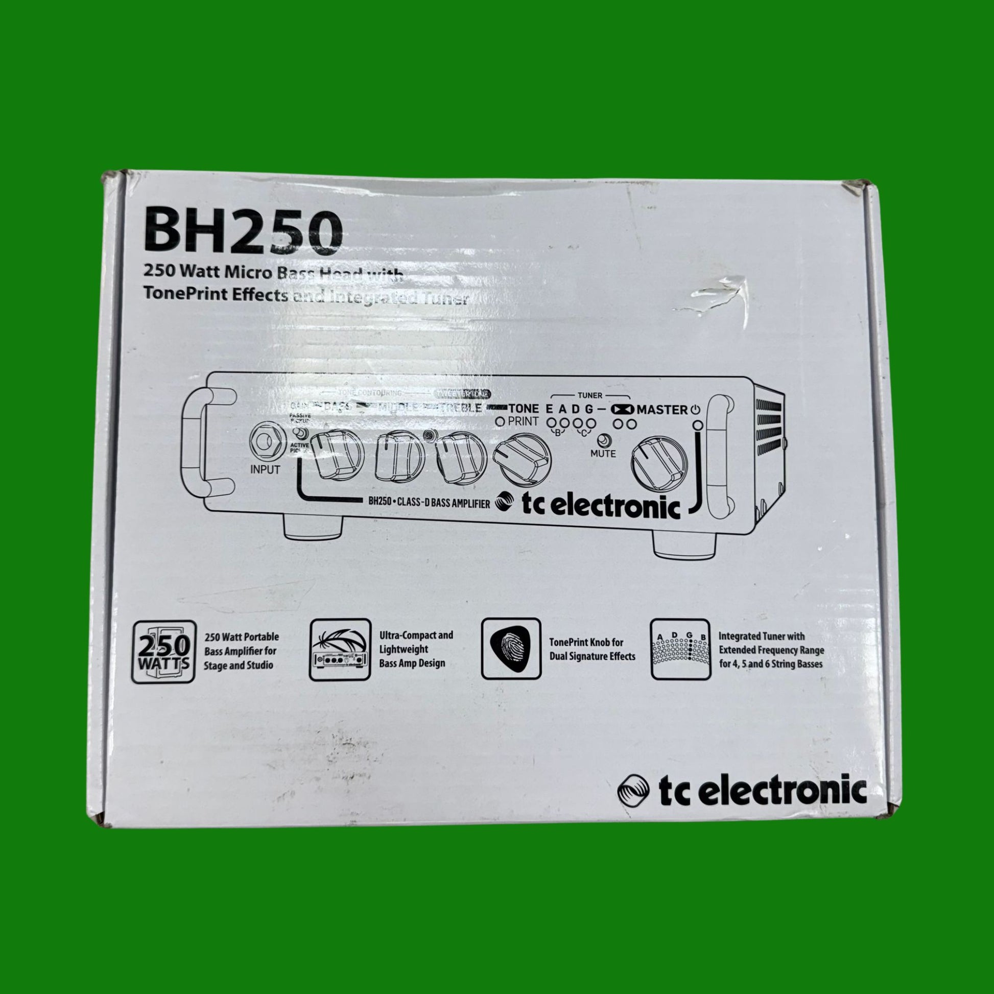 TC Electronic BH250 250 Watt Micro Bass Head con effetti TonePrint e accordatore integrato