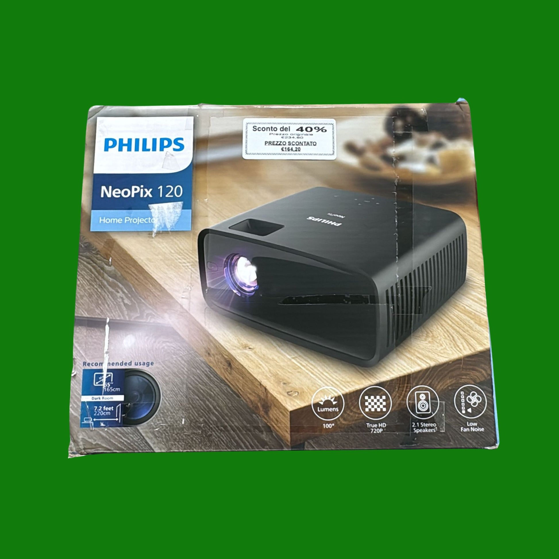 Philips NeoPix 120, mini-proiettore True HD 720p con design ultra silenzioso e ultra compatto e audio 2.1