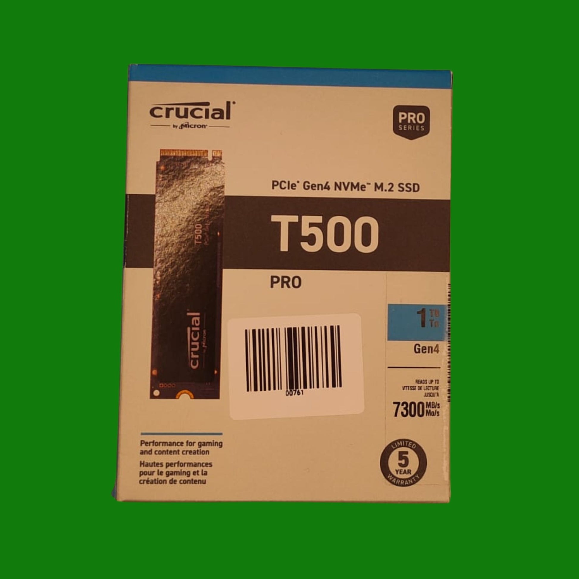 Crucial T500 SSD 1TB PCIe Gen4 NVMe M.2 SSD Interno Gaming, Fino a 7300 MB/s