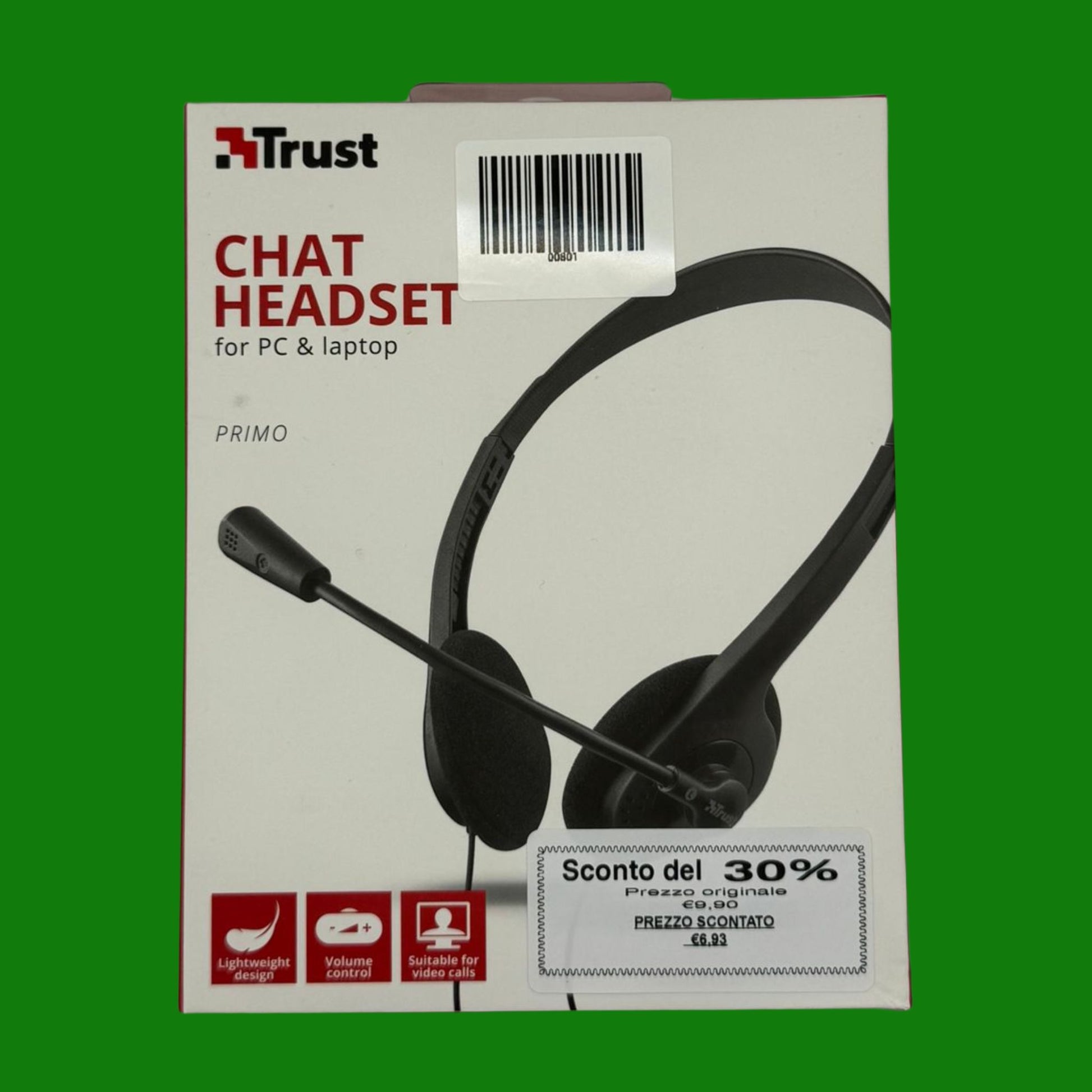 Trust Primo Cuffie con Microfono Leggere, Connessione 3,5 mm, Cavo 1,8 m