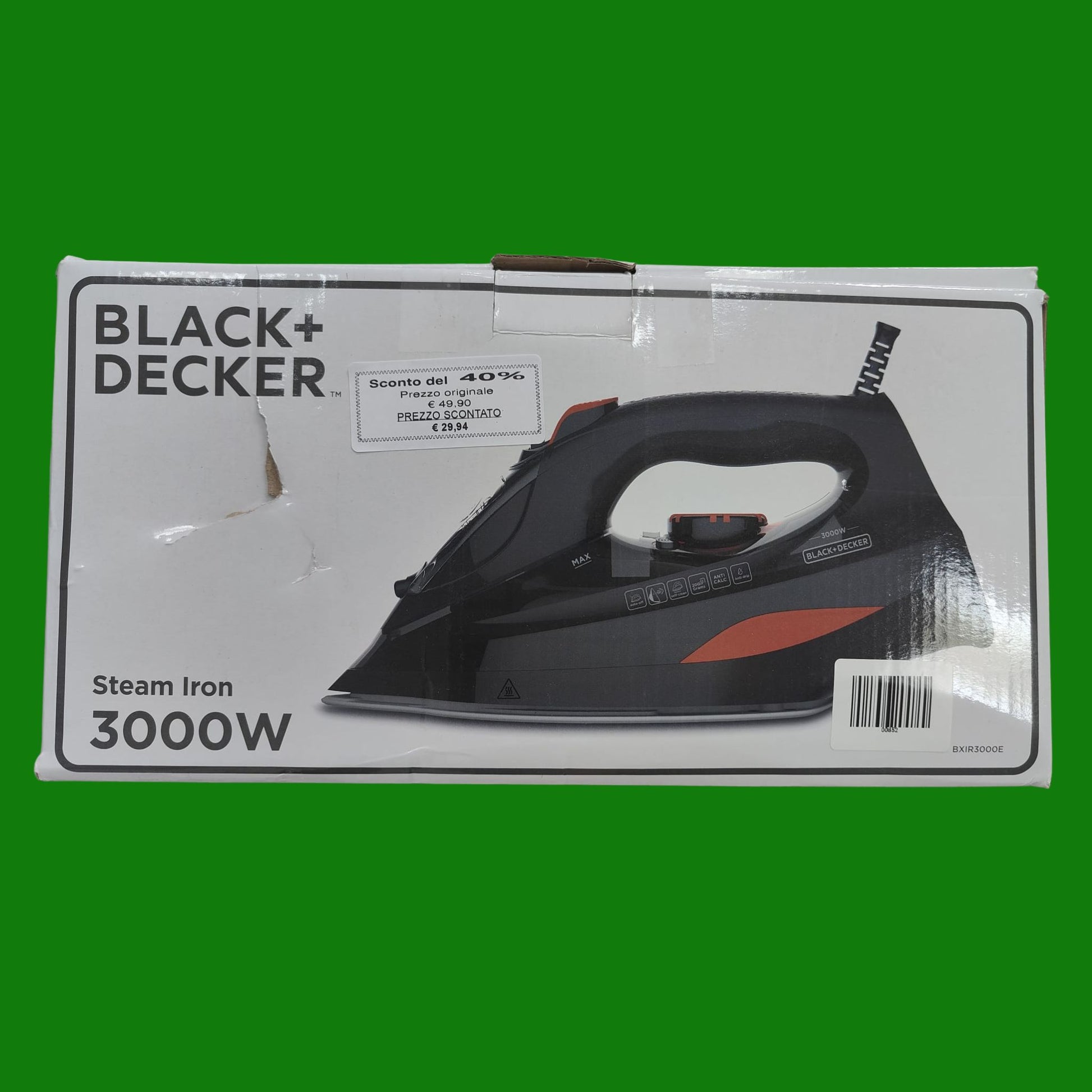 BLACK+DECKER BXIR3000E - Ferro da stiro, 3000W. Piastra in ceramica