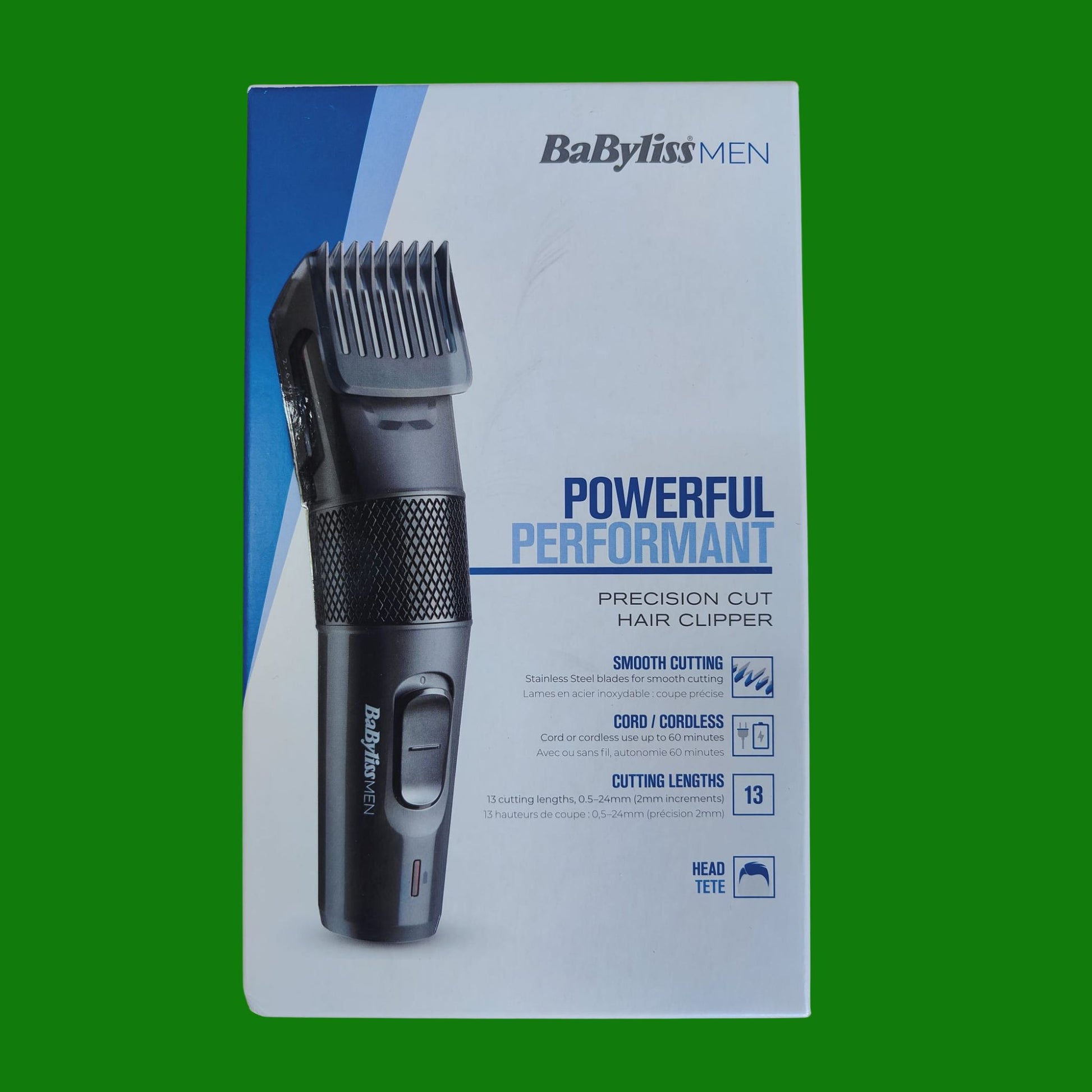BaByliss MEN E786E Tagliacapelli con Lame in Acciaio inox, Leggero, 60 Minuti di Autonomia, a Rete/Ricaricabile, Altezze di Taglio da 0.5 mm a 24 mm
