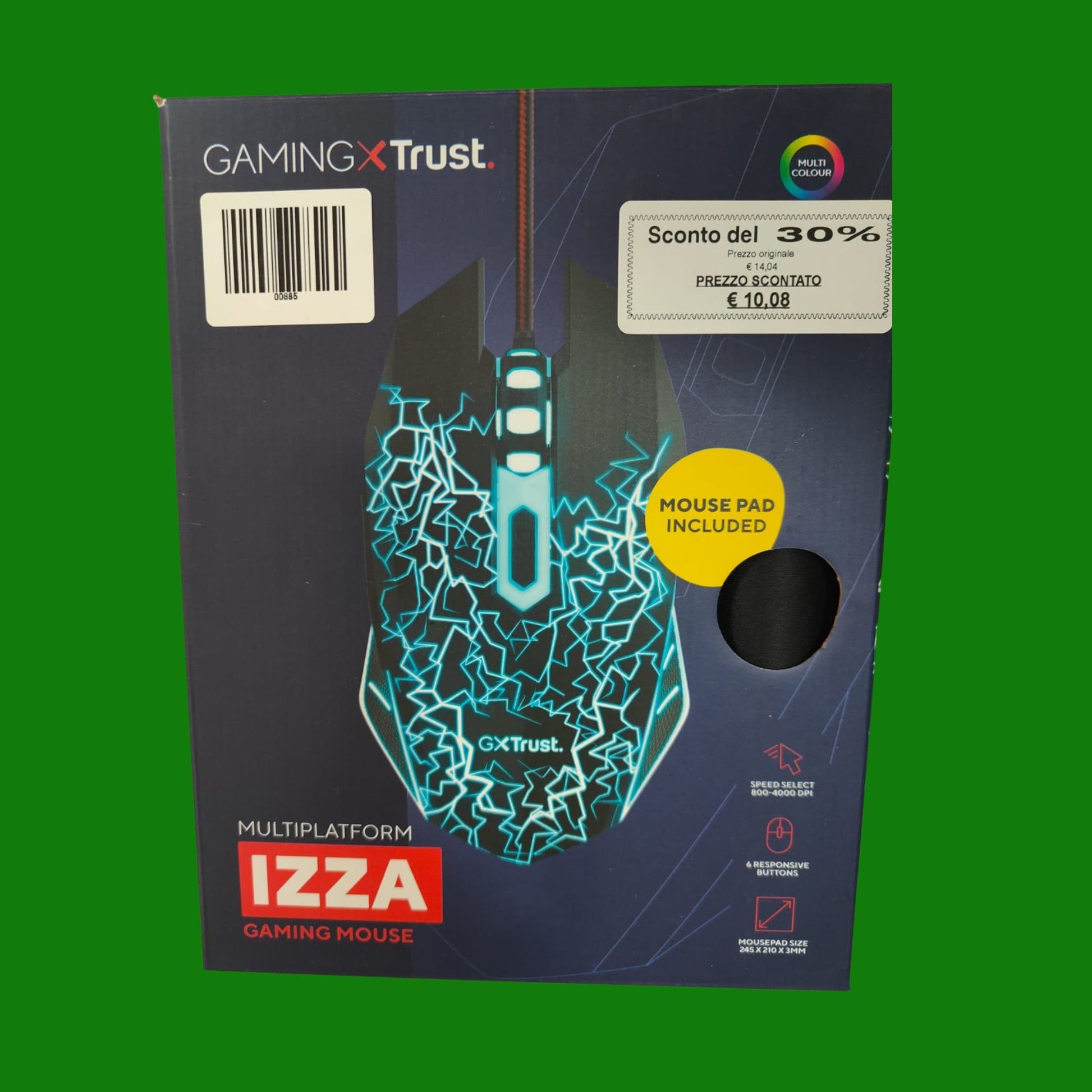Trust Gaming GXT 783X Izza Mouse Gaming con Tappetino, Luci LED