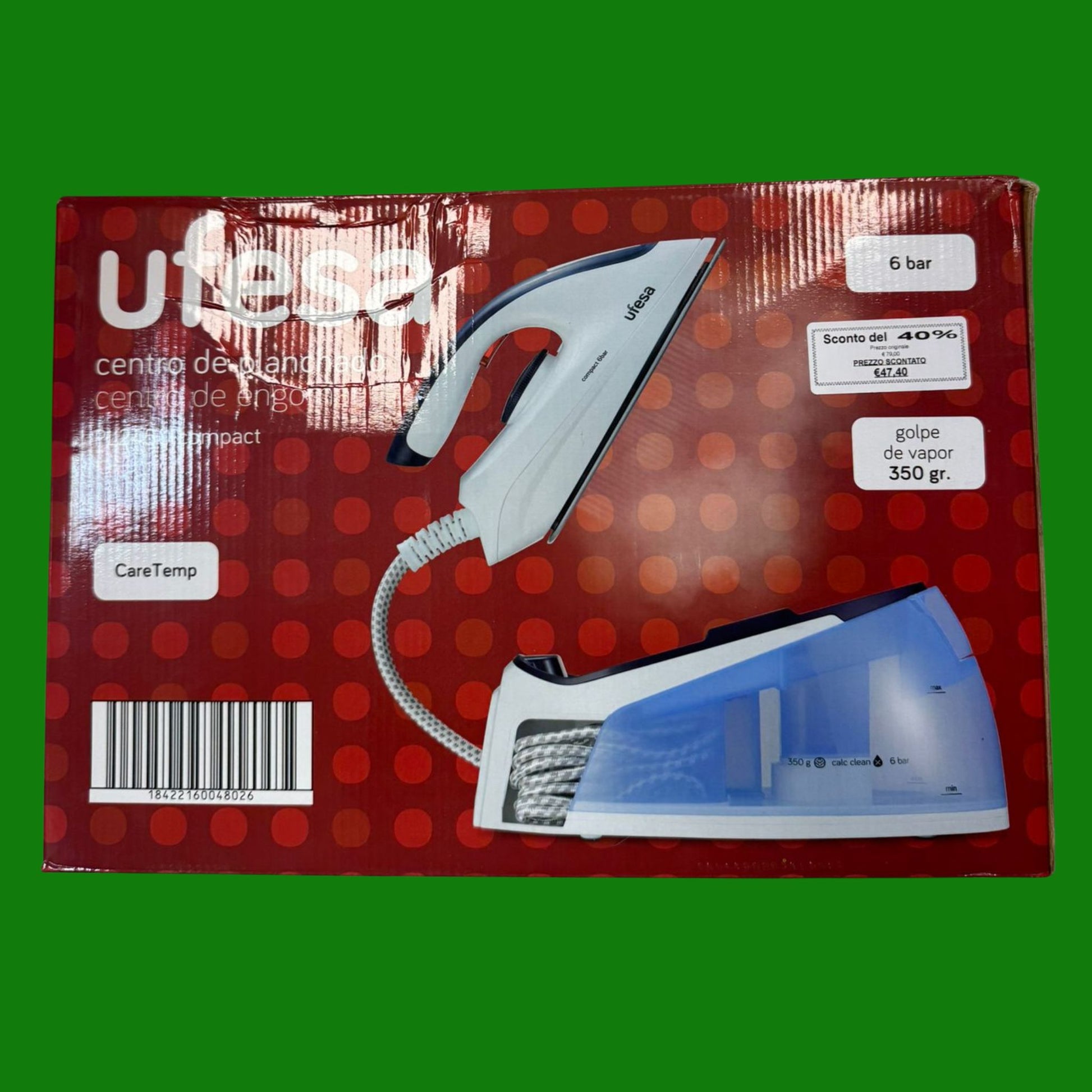 Ufesa Steam Ultra – Ferro da Stiro a Caldaia, 2400 W, Piastra in Ceramica, Cartuccia Anticalcare, Vapore Variabile