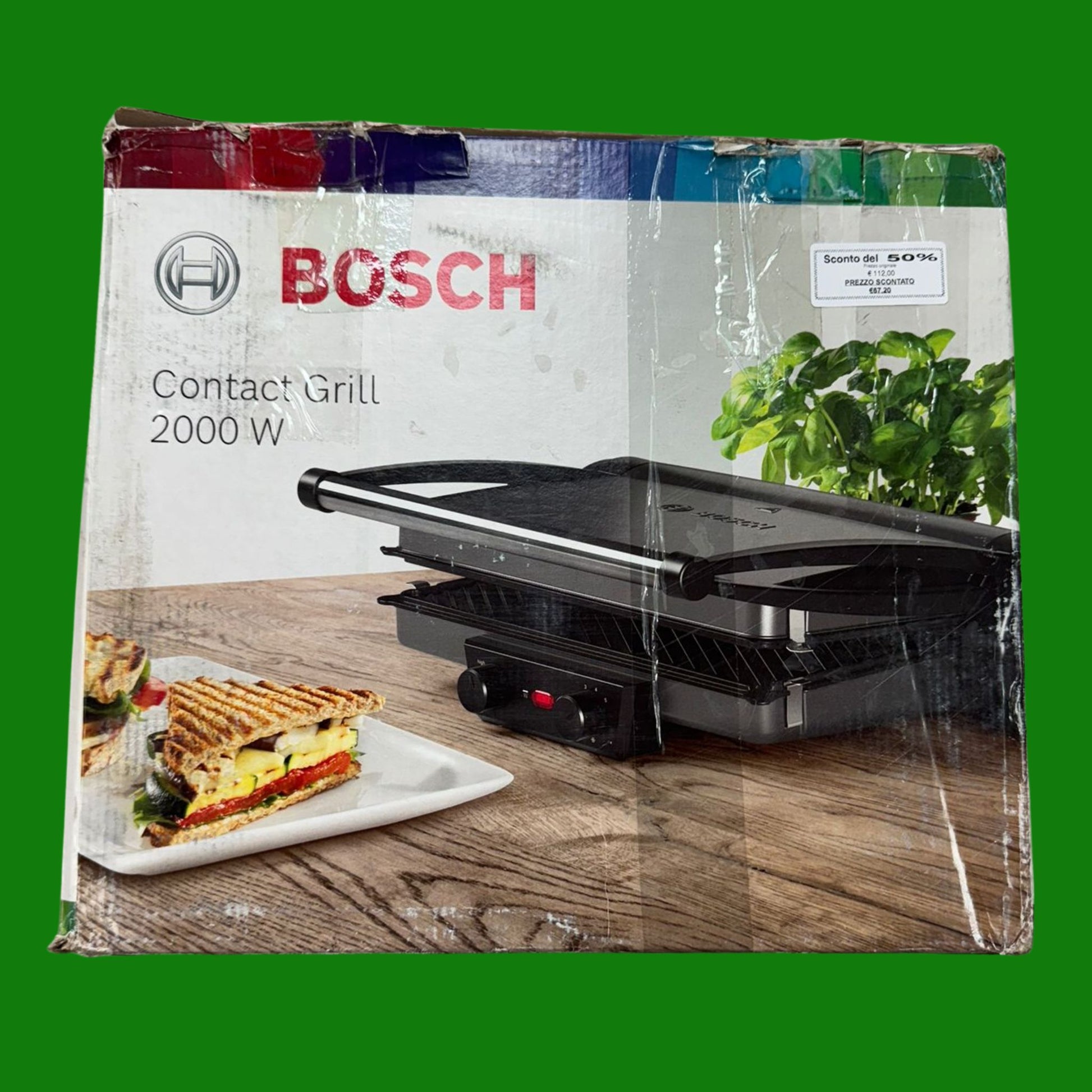 Bosch Elettrodomestici Bistecchiera TCG4215, 2000W, Grigio Siderale [Classe di efficienza energetica A]