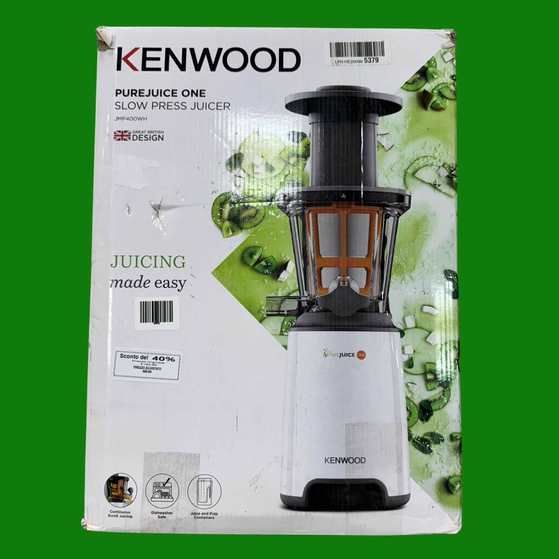 Kenwood JMP400WH PureJuice Estrattore di Succo a Freddo