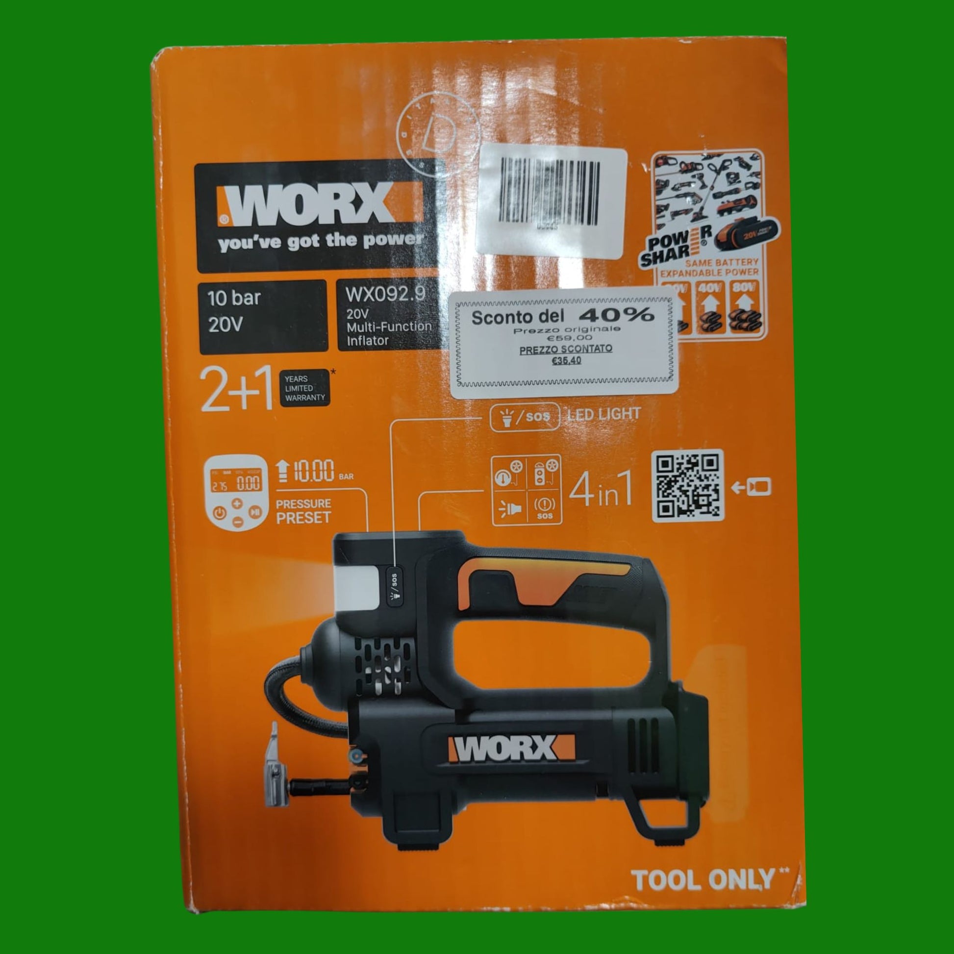 Worx 20V COMPRESSORE PORTATILE