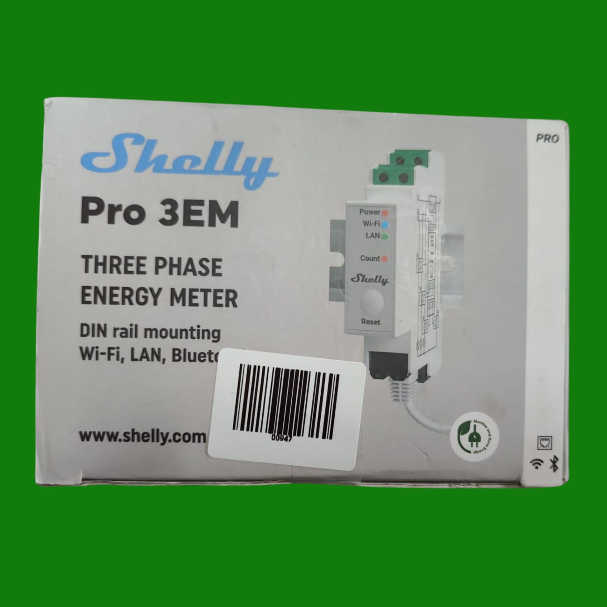 Shelly Pro 3EM (120A) - Misuratore di Energia Trifase Smart Wi-Fi & LAN