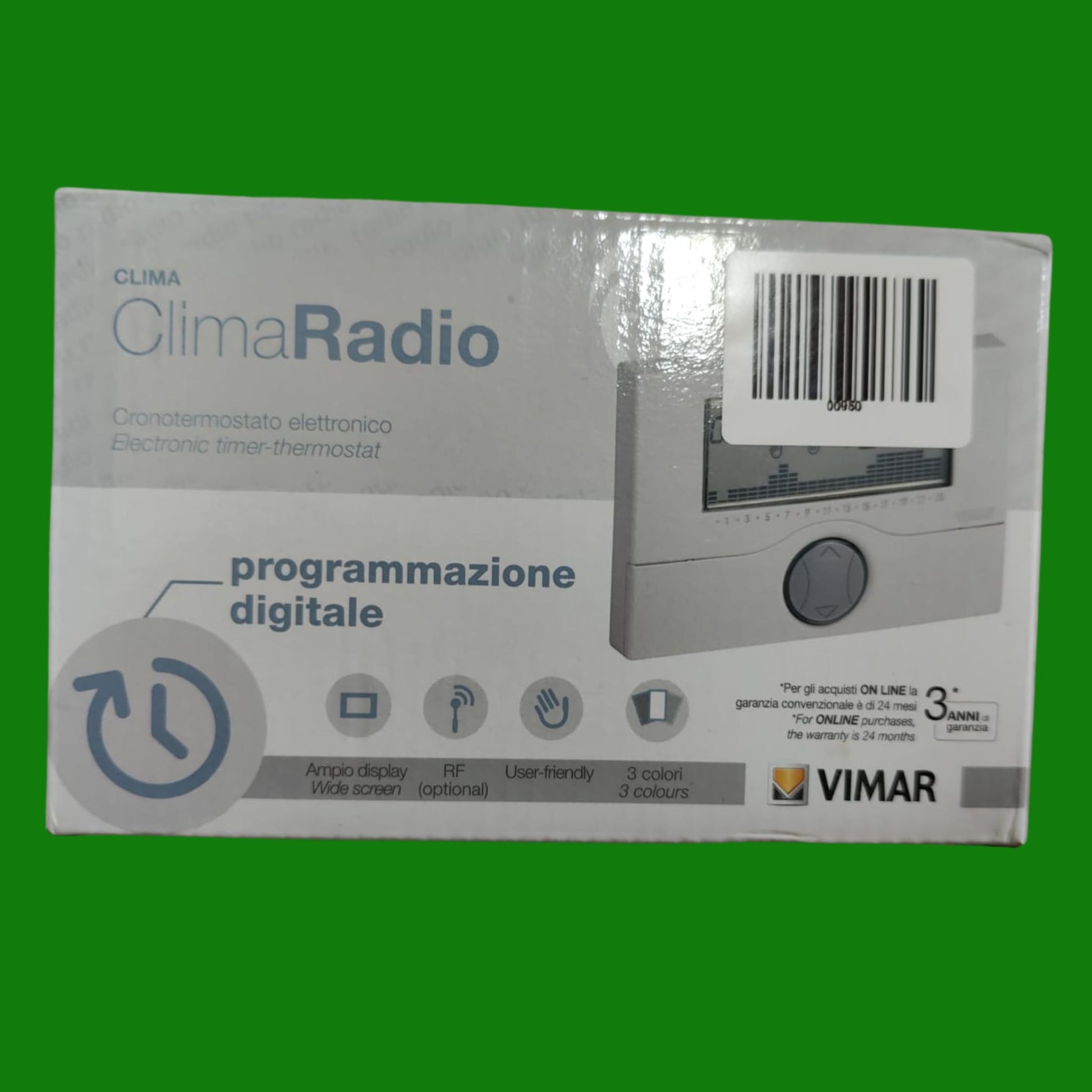Vimar 01910 Cronotermostato Programmabile A Batteria, Bianco, ?13 x 10.4 x 2 cm 210 grammi