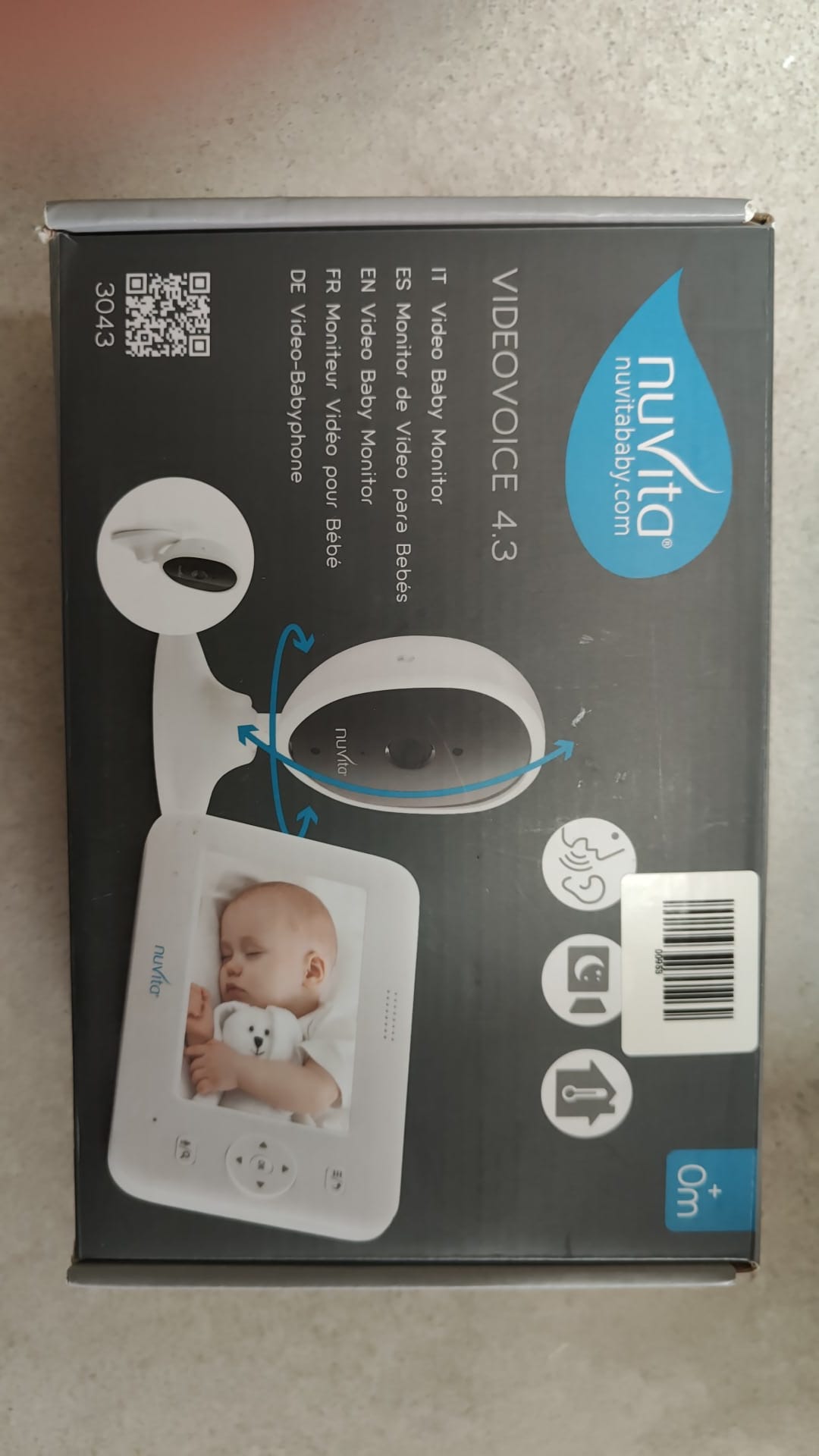 Nuvita Video Baby Monitor Digitale VIDEOVOICE 4.3 Wi-fi, Termometro E Melodie