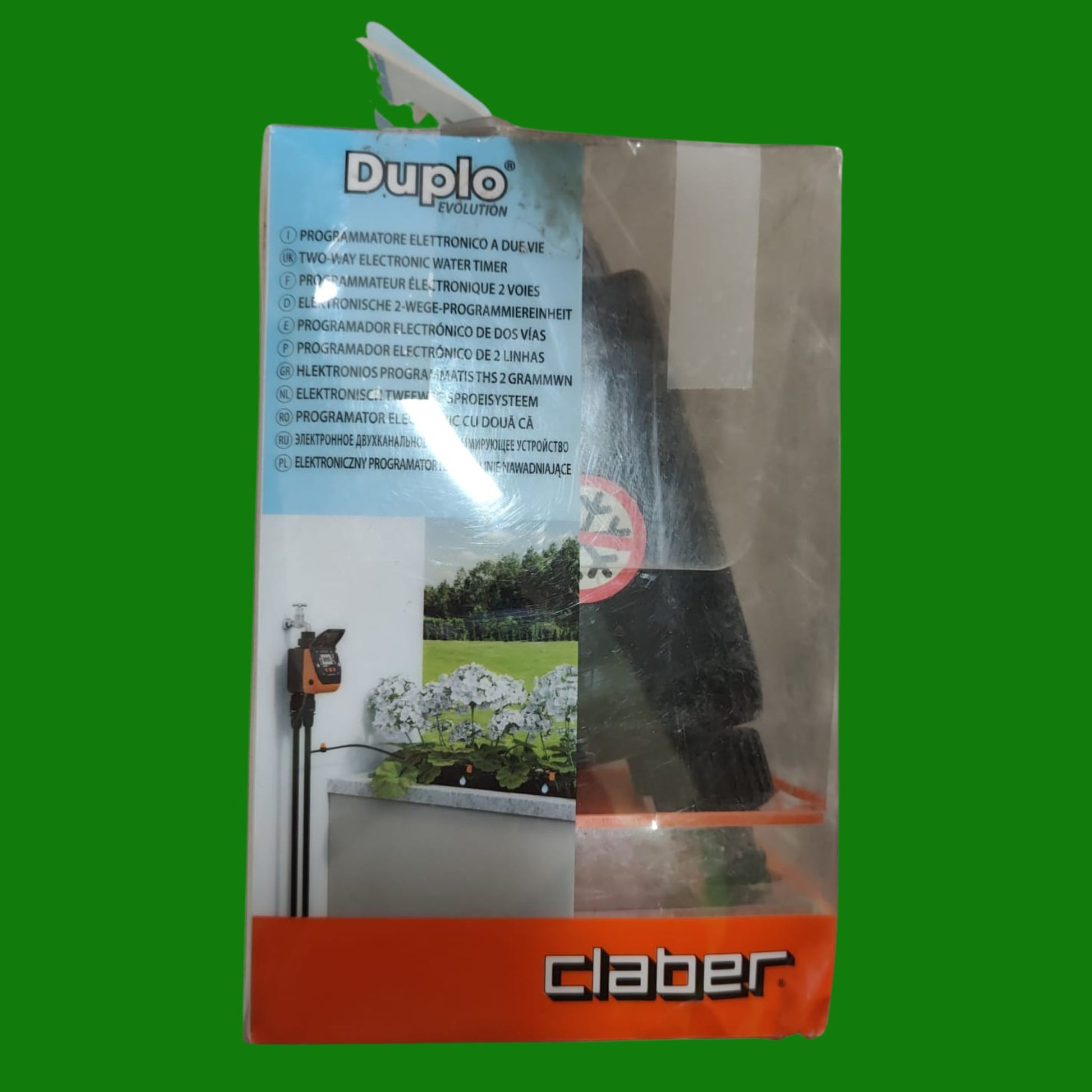 Claber 8410 Aquadue Duplo Evolution, nero, arancione