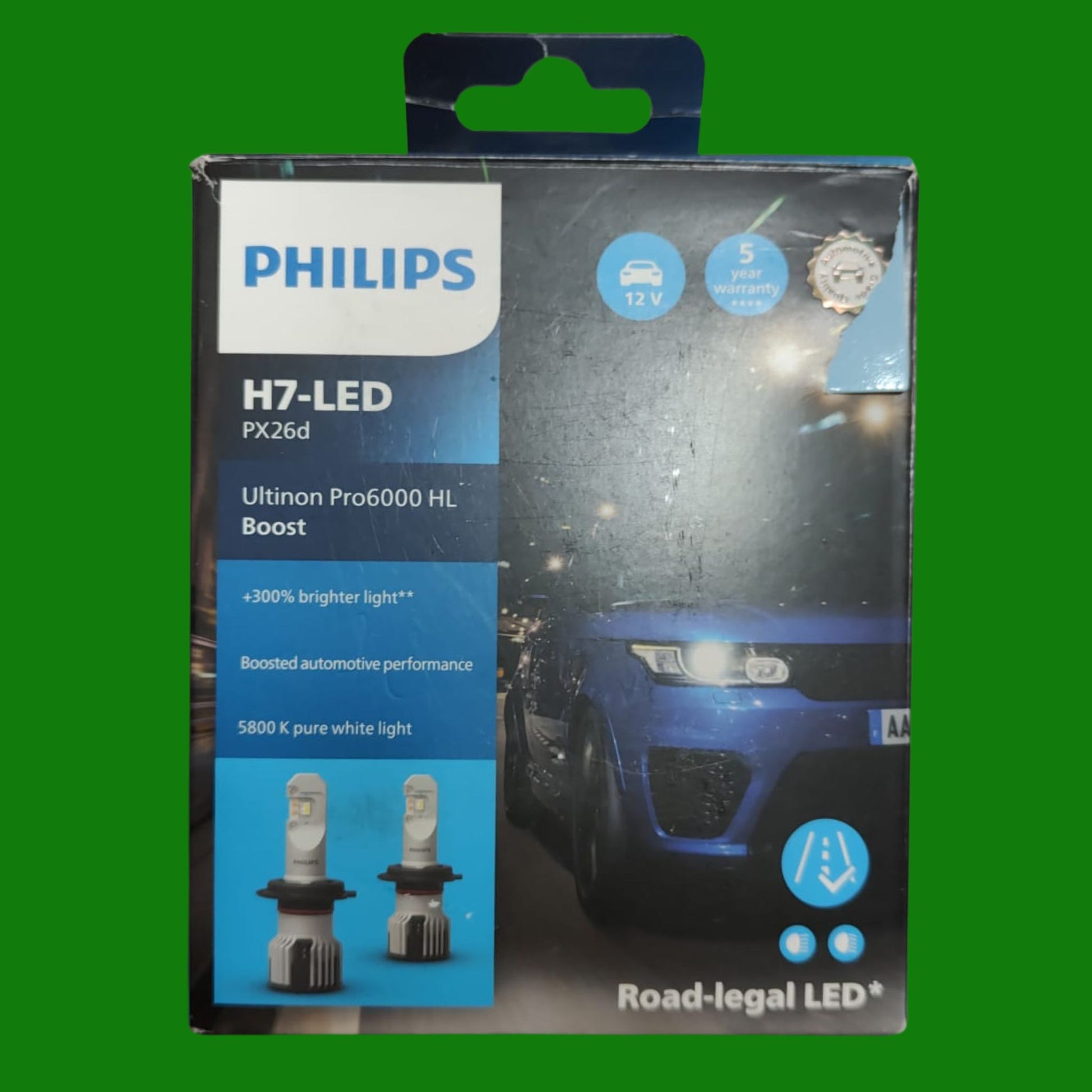 Philips Ultinon Pro6000 Boost H7-LED, lampadina LED omologata*, fino al 300% di luminosità in più