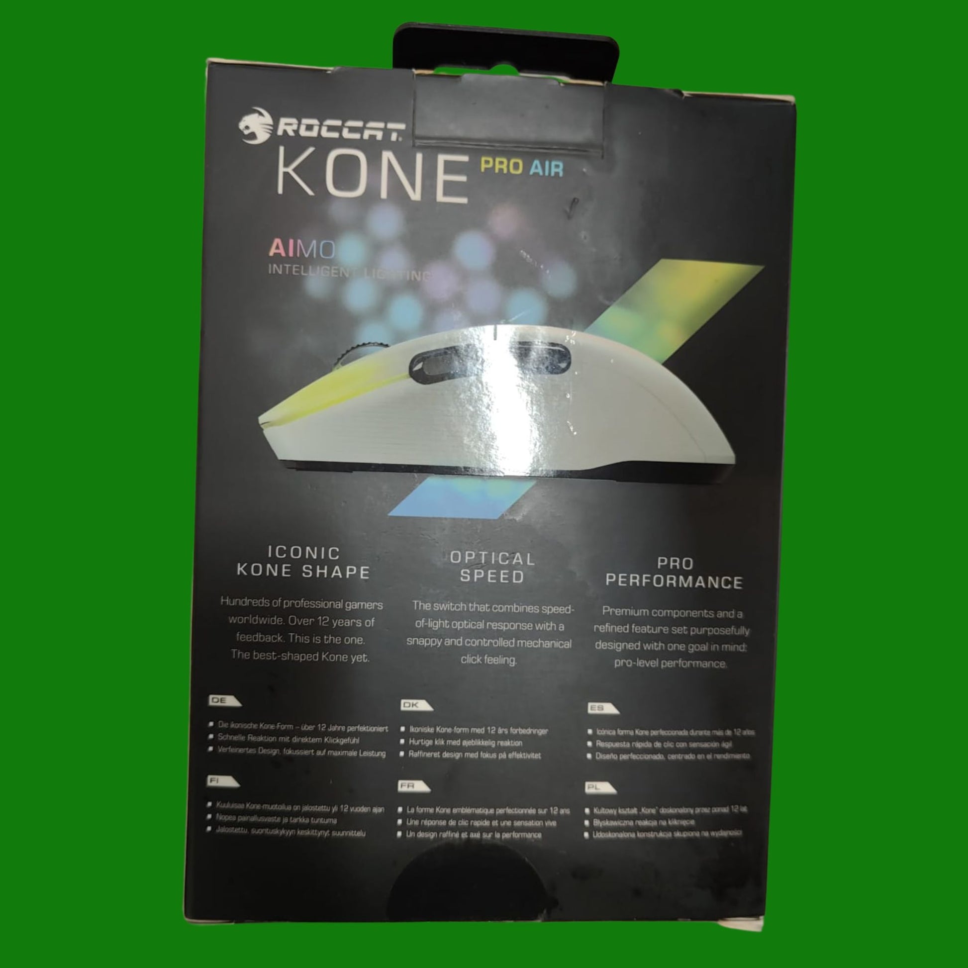 ROCCAT Kone Pro Air Mouse da gioco wireless ergonomico ad alte prestazioni, bianc