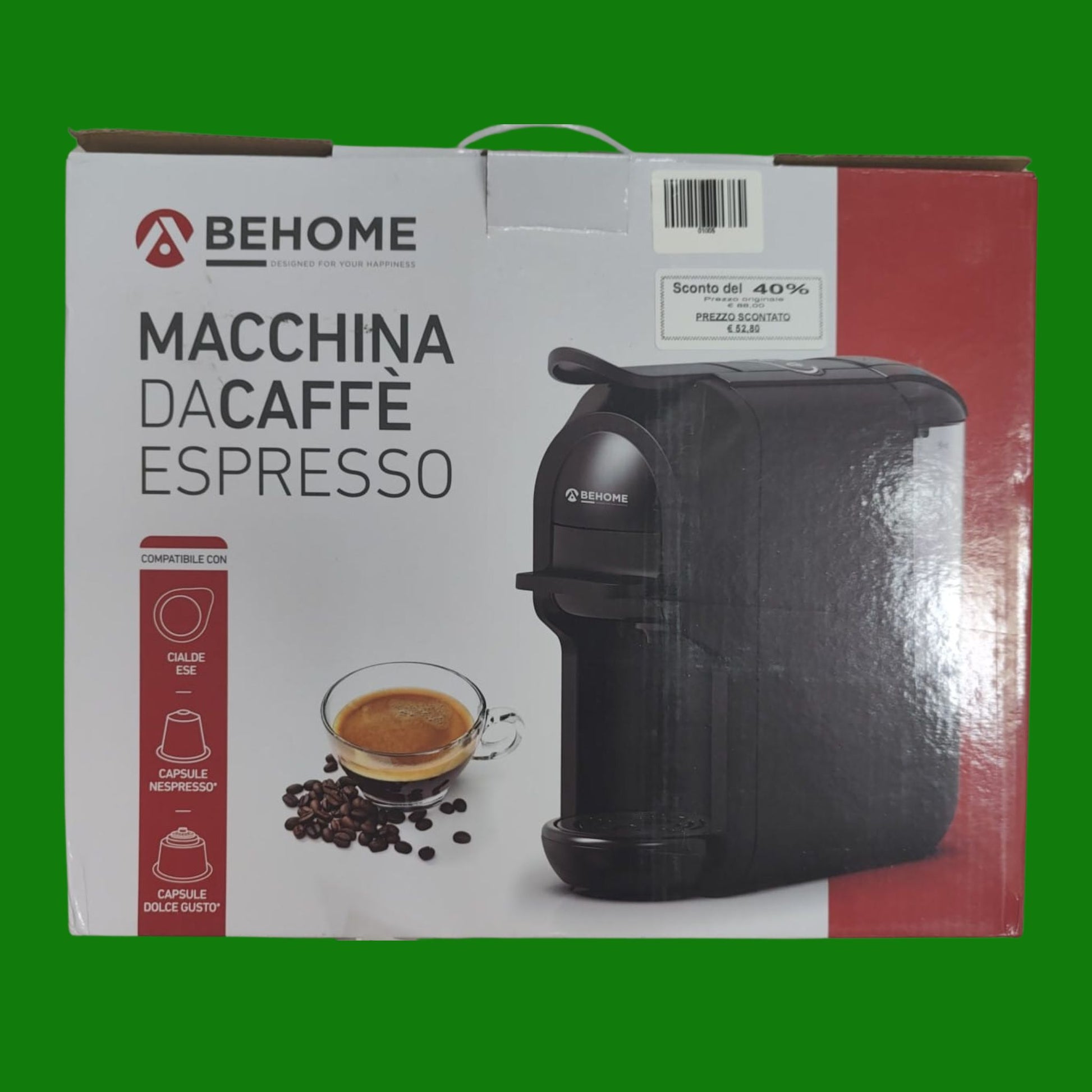 BEHOME Macchina Caffè per Nespresso, Cialde e Dolce Gusto