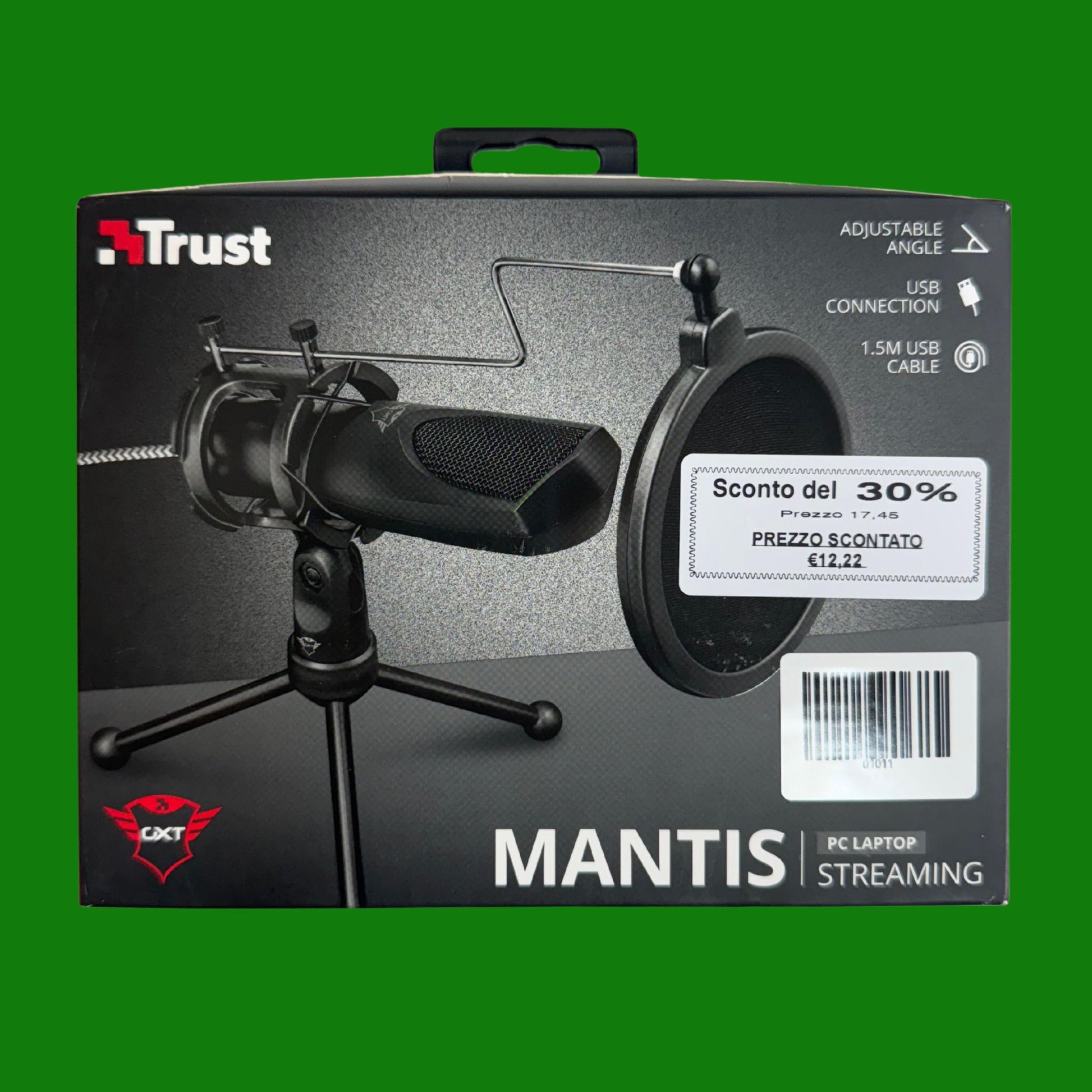 Trust Gaming GXT 232 Mantis Microfono USB per Streaming, Shock-Mount, Filtro Pop