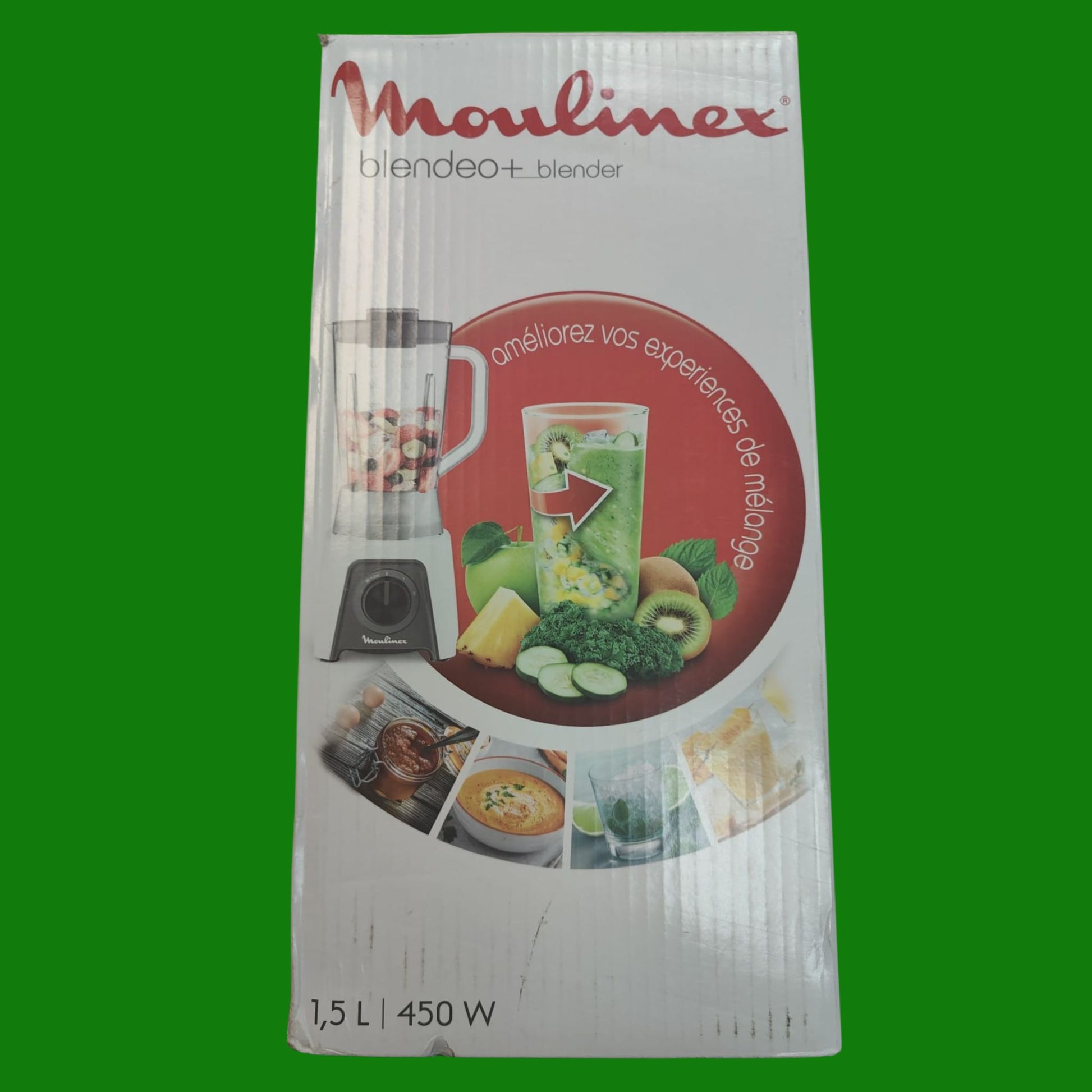Moulinex Blendeo + Frullatore Elettrico, 450 W, 1.5 L, Tritatutto con 2 Velocità