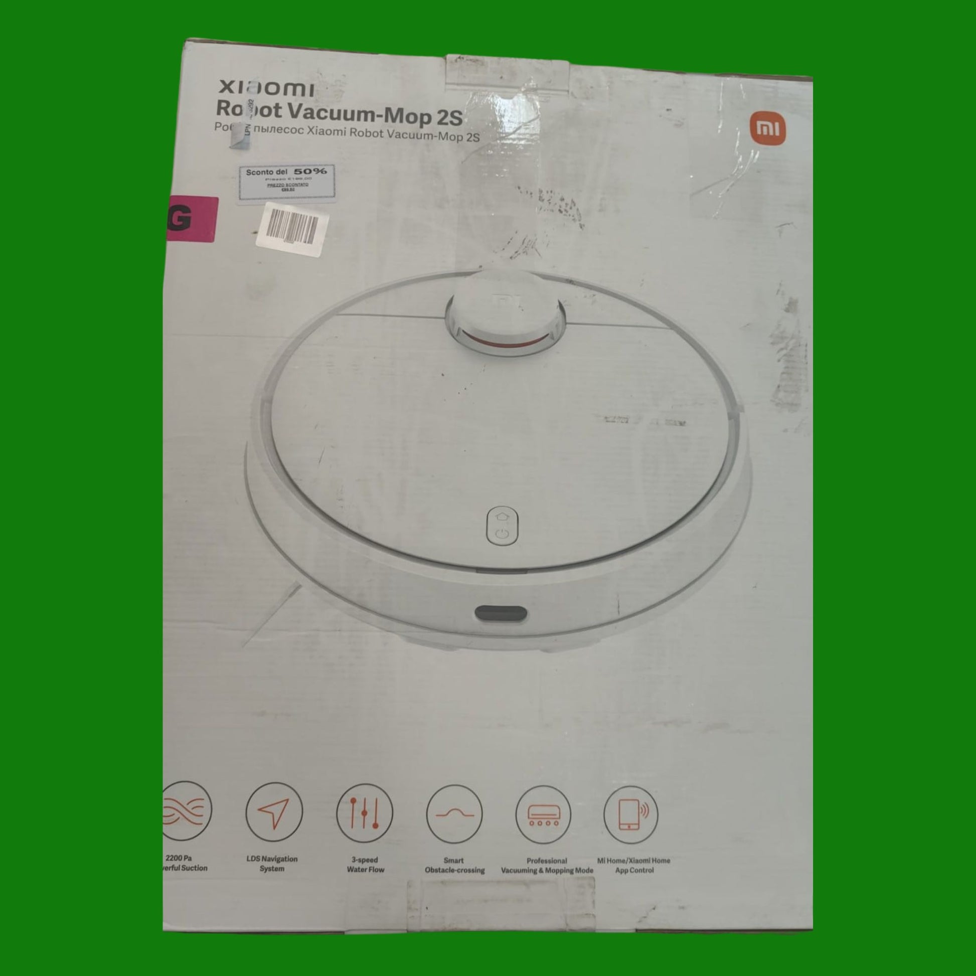 Xiaomi Robot Vacuum-Mop 2S, Robot Aspirapolvere e Lavapavimenti, Navigazione LDS, Potenza d'Aspirazione da 2.200Pa
