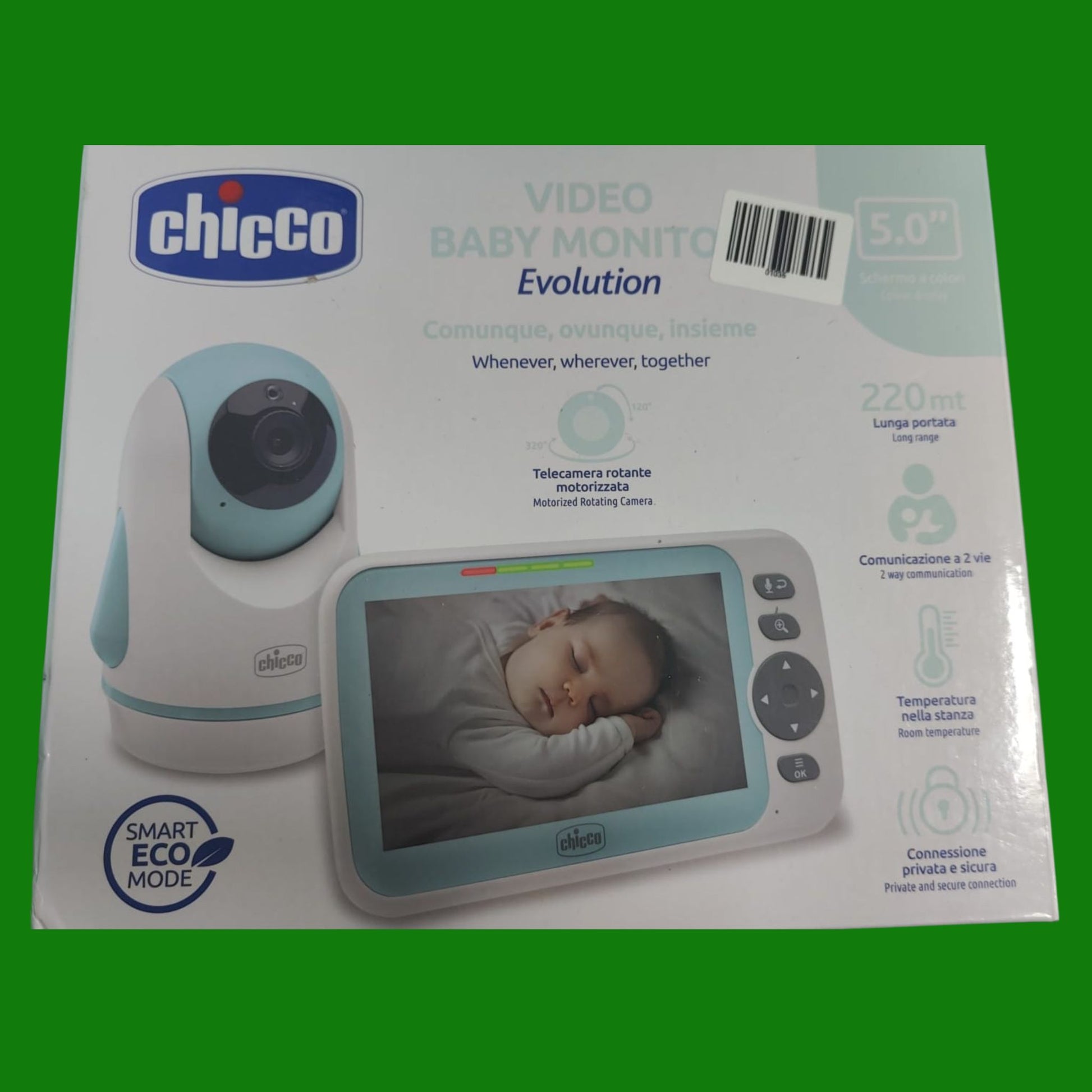 Chicco Baby Monitor Video Evolution, Telecamera Rotante Motorizzata