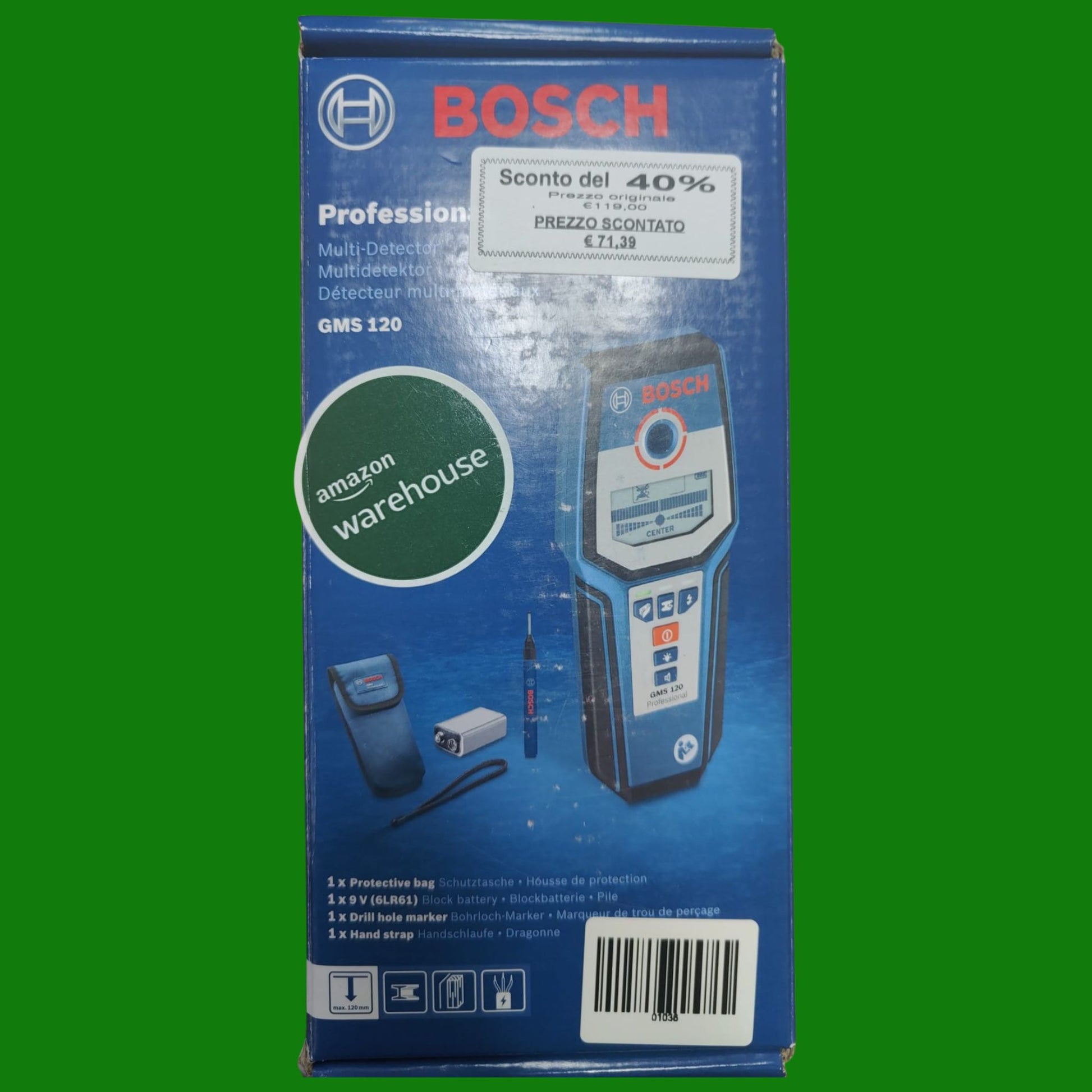Bosch Professional Rilevatore GMS 120 (Evidenziatore per fori, profondità di rilevamento max