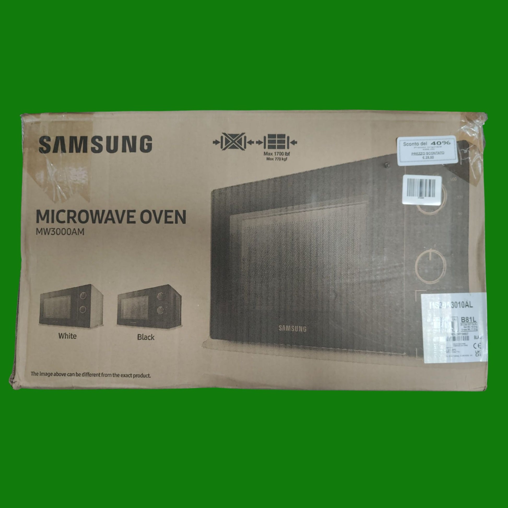 Samsung Forno a Microonde a Libera Installazione Cottura Essenziale, MS20A3010A